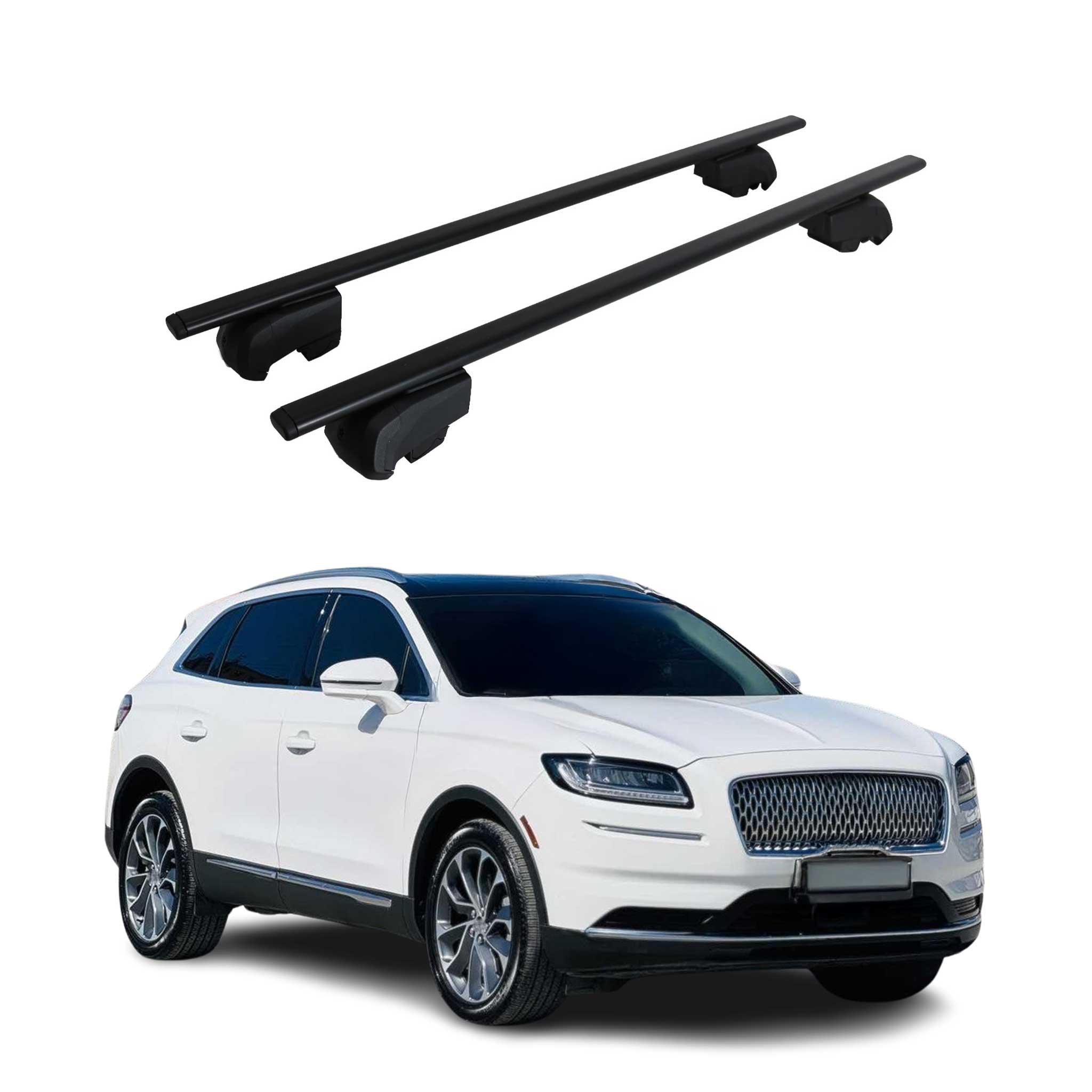Barres de toit Transversales pour Lincoln Nautilus 2019-2023 Fer Noir ABE
