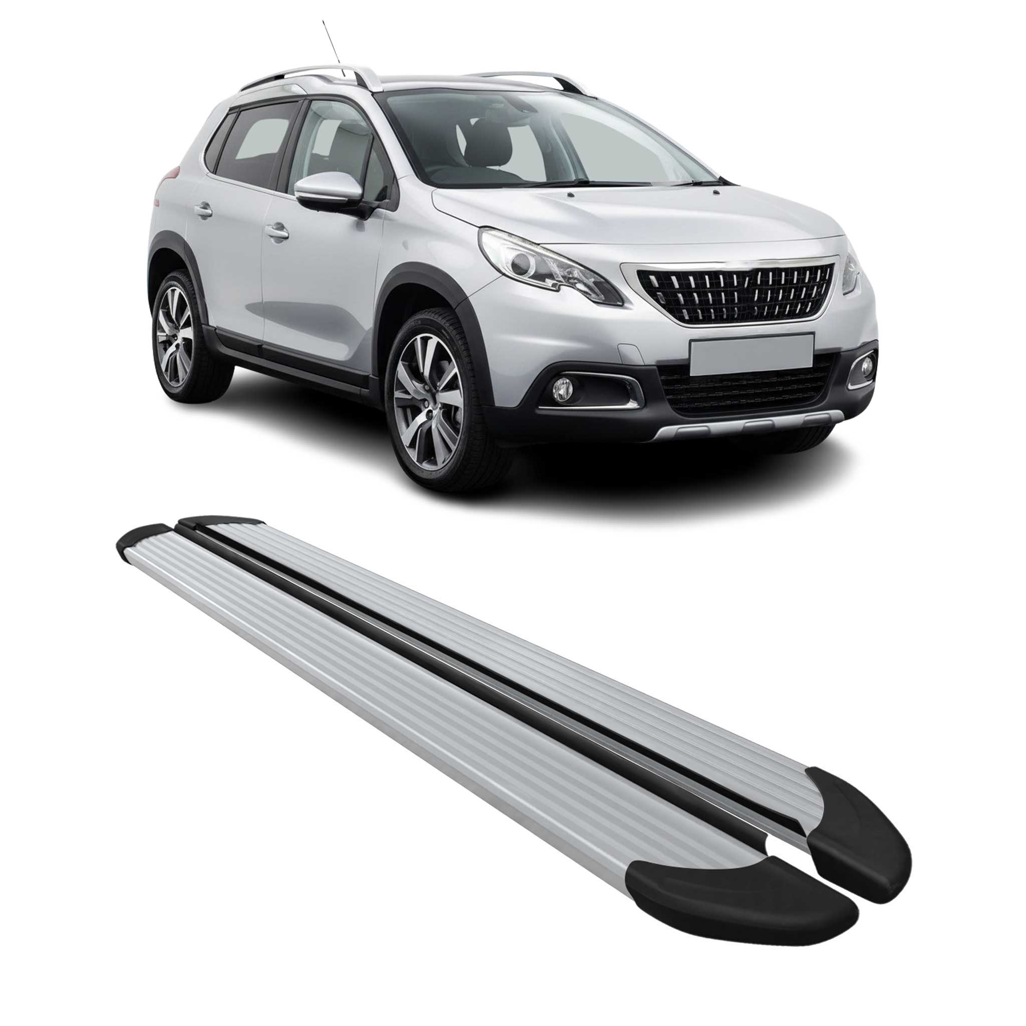 Marchepieds Latéraux pédale pour Peugeot 2008 2017-2019 Aluminium Argent 2Pcs