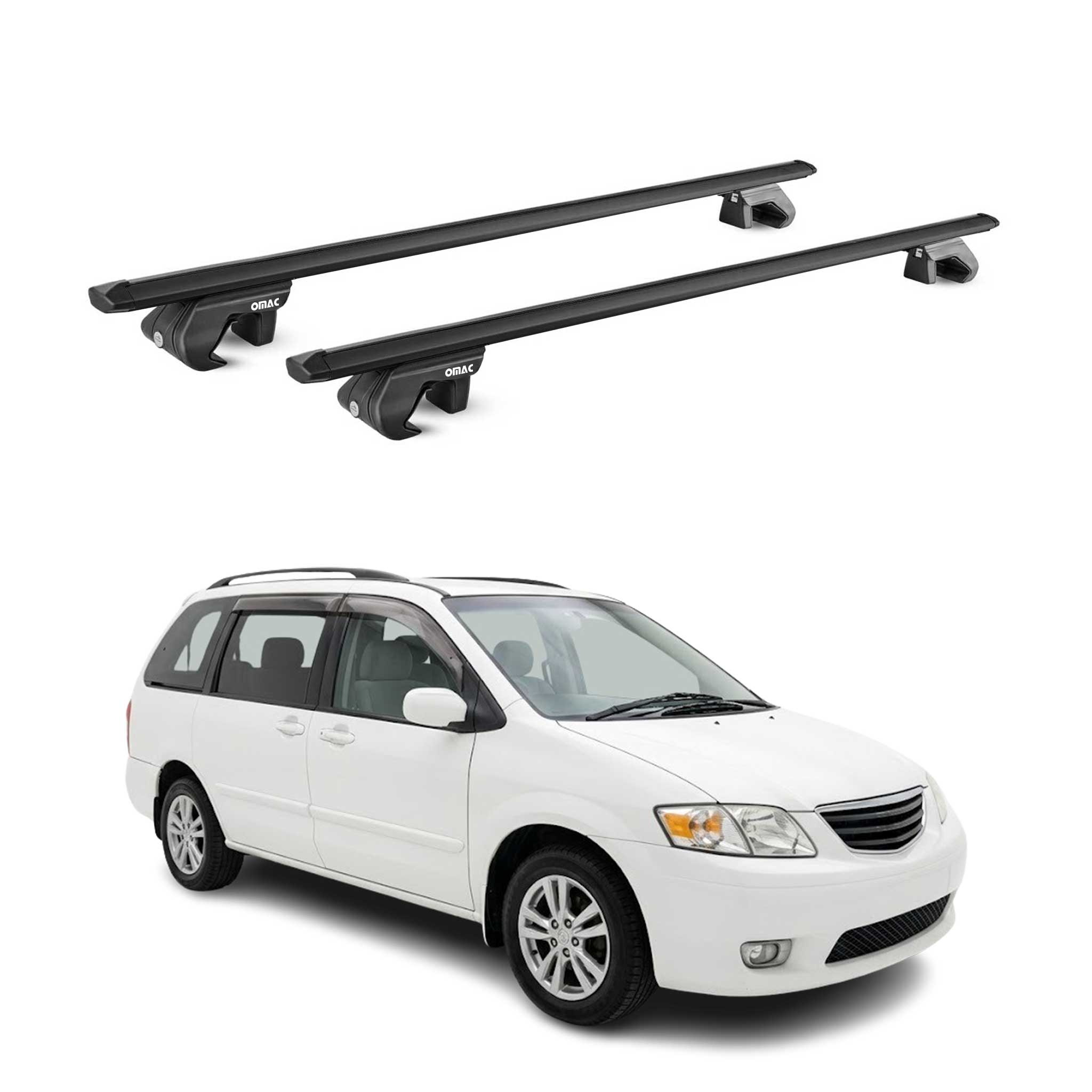 Barres de toit transversales ABE pour Mazda MPV LV 1995-1999 Aluminium Noir 2x