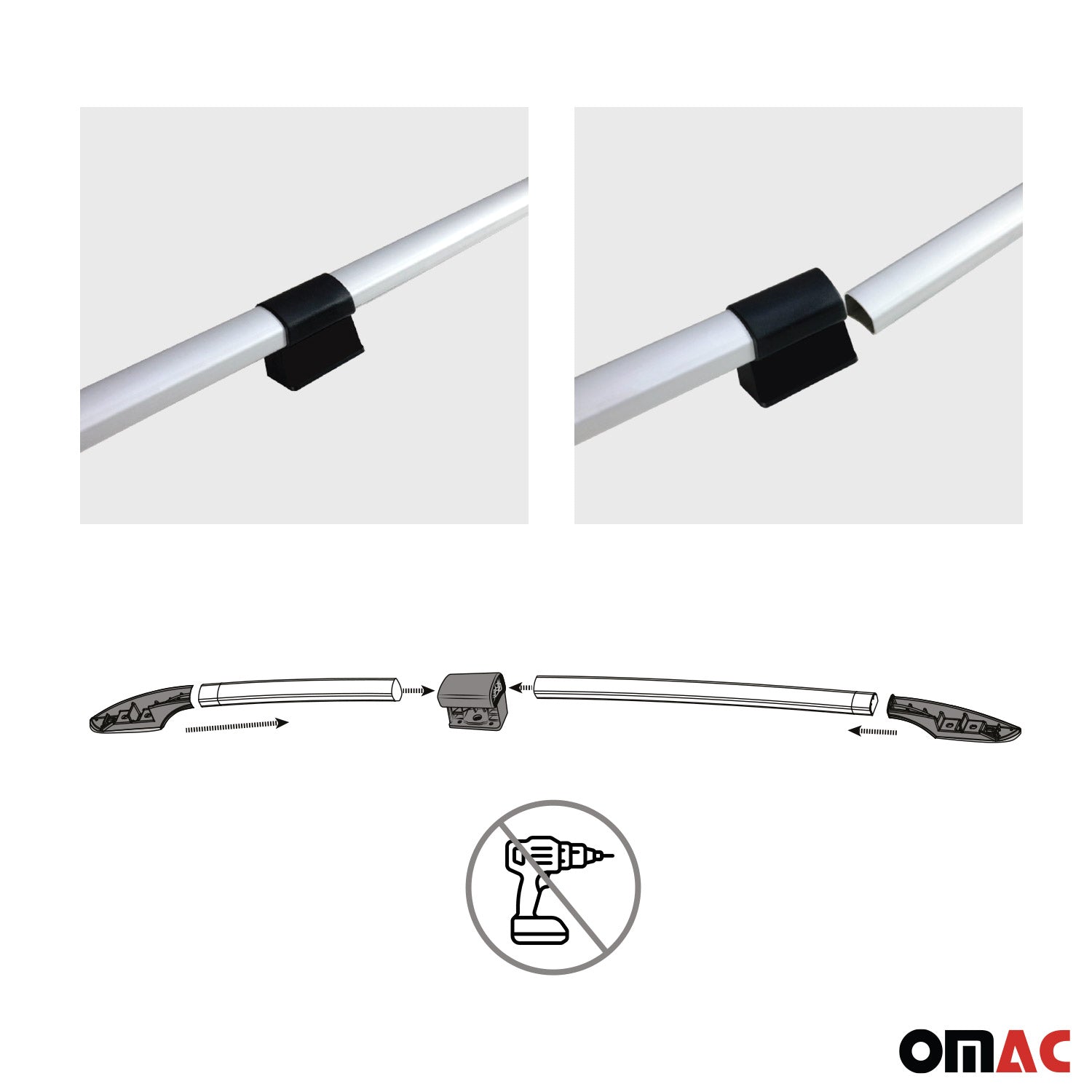 Barres de toit longitudinales pour Ford Tourneo Custom II 2023-2026 L1 Alu Gris
