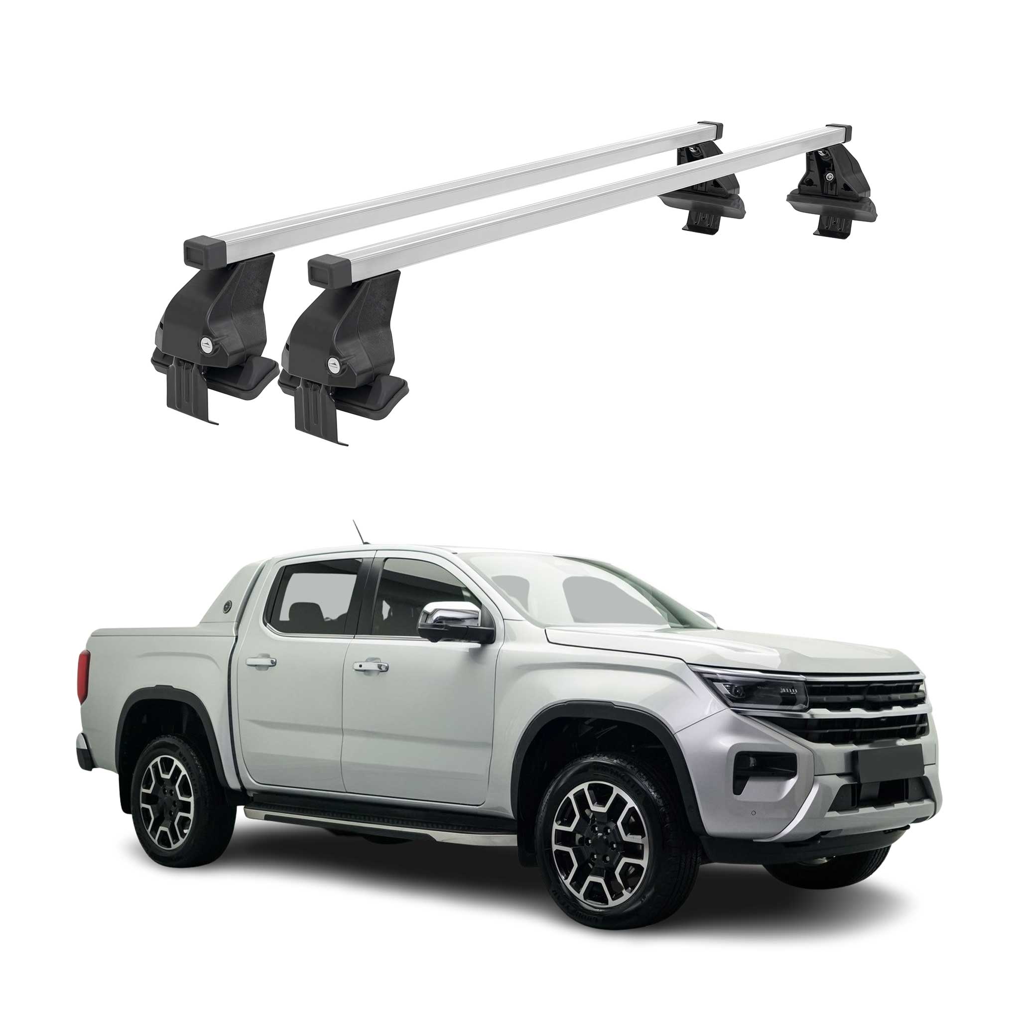 Menabo Barres de toit transversales pour VW Amarok II 2022-2025 Acier Gris 2x