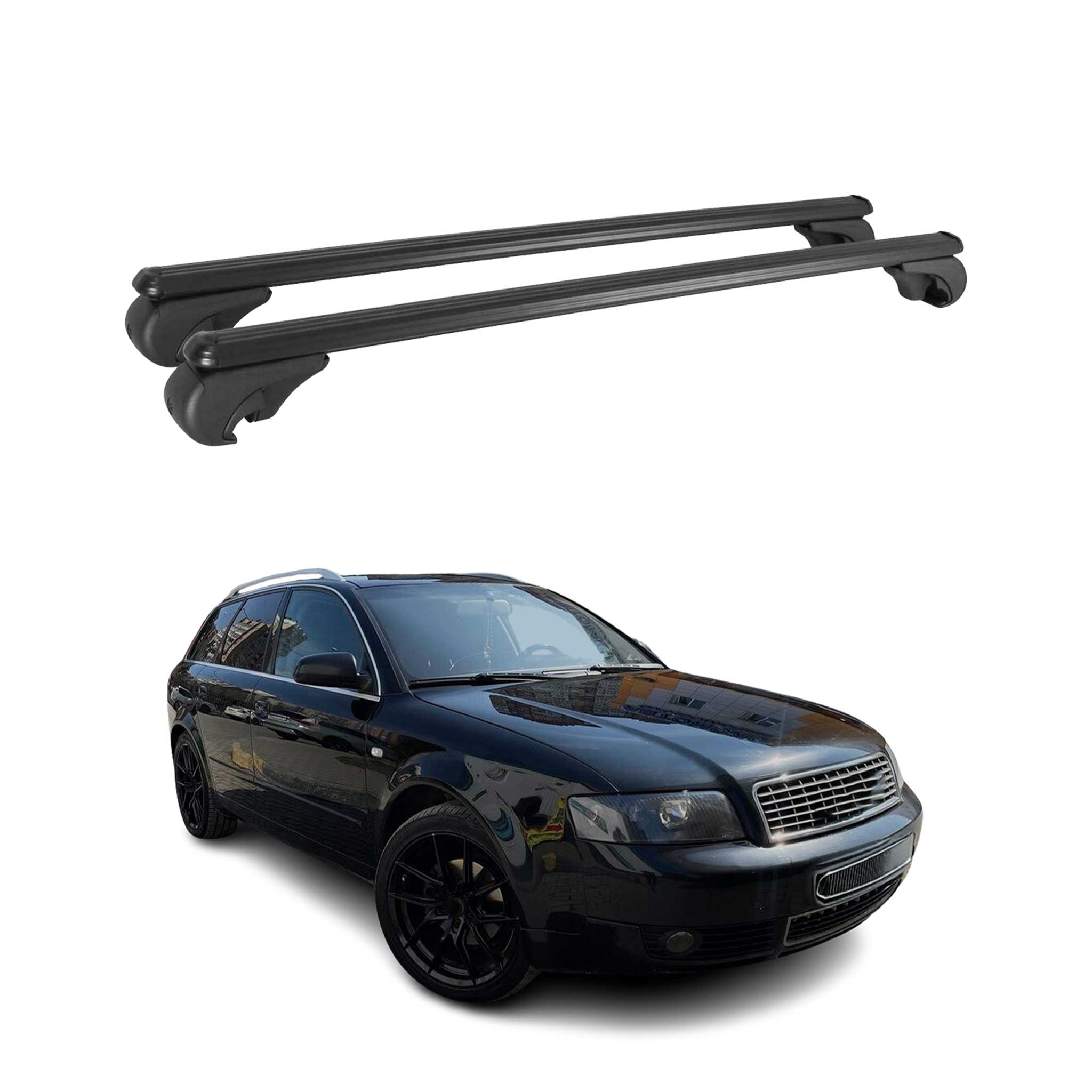 Barres de toit transversales pour Audi A4 Avant B6 2001-2004 Alu Noir 2x