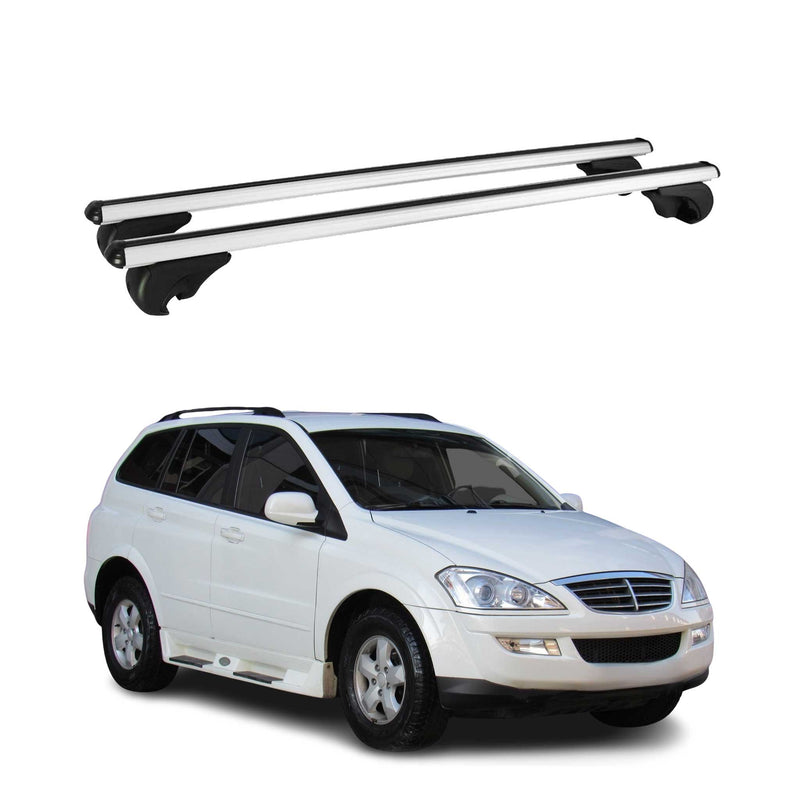 Barres de toit Transversales pour Ssangyong Kyron 2006-2011 Aluminium Argent