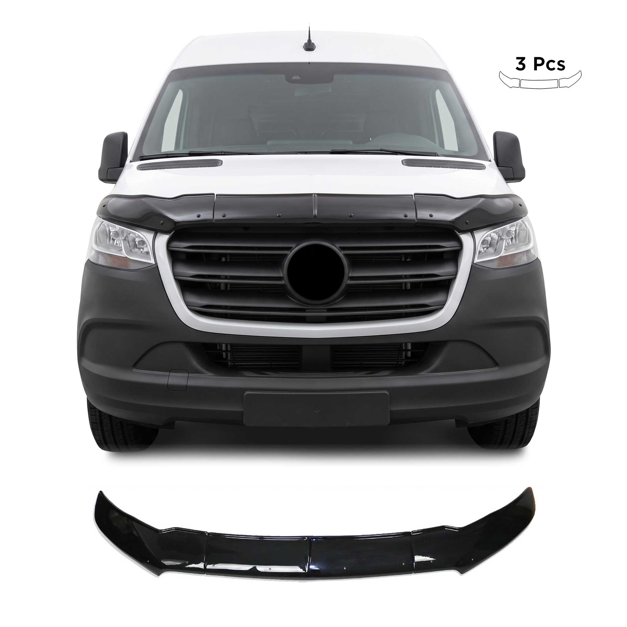 Deflecteurs d'air de capot pour Mercedes Sprinter W907 2018-2026 Acrylique Noir