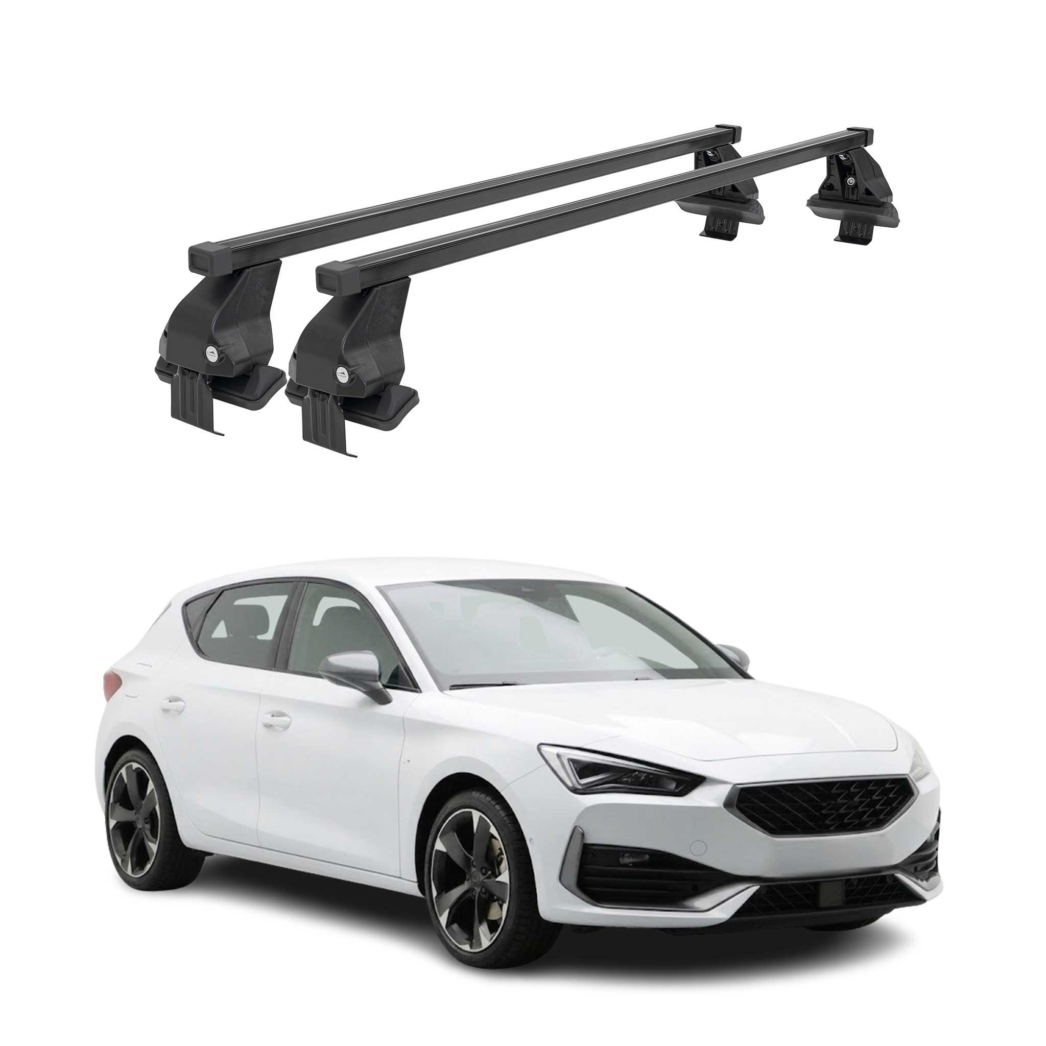 Menabo Barres de toit Transversales pour Cupra Leon IV 2020-23 Pre-FL Noir 2x