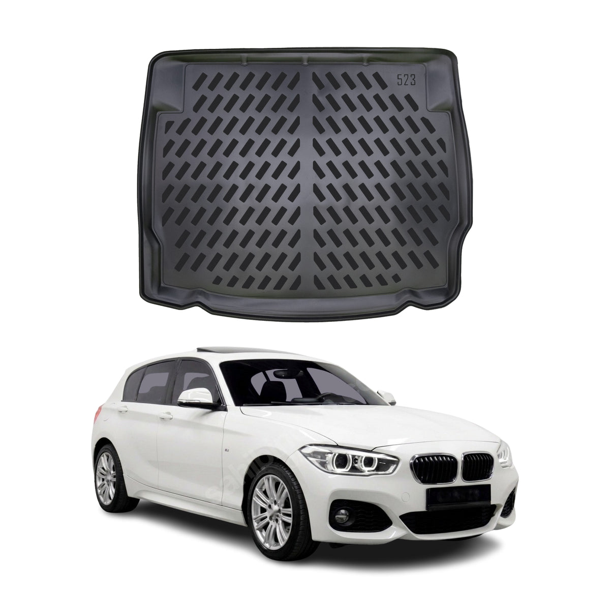 Tapis de coffre pour BMW 1 Série F20 / F21 2011-2019 Noir 3D en Caoutchouc TPE