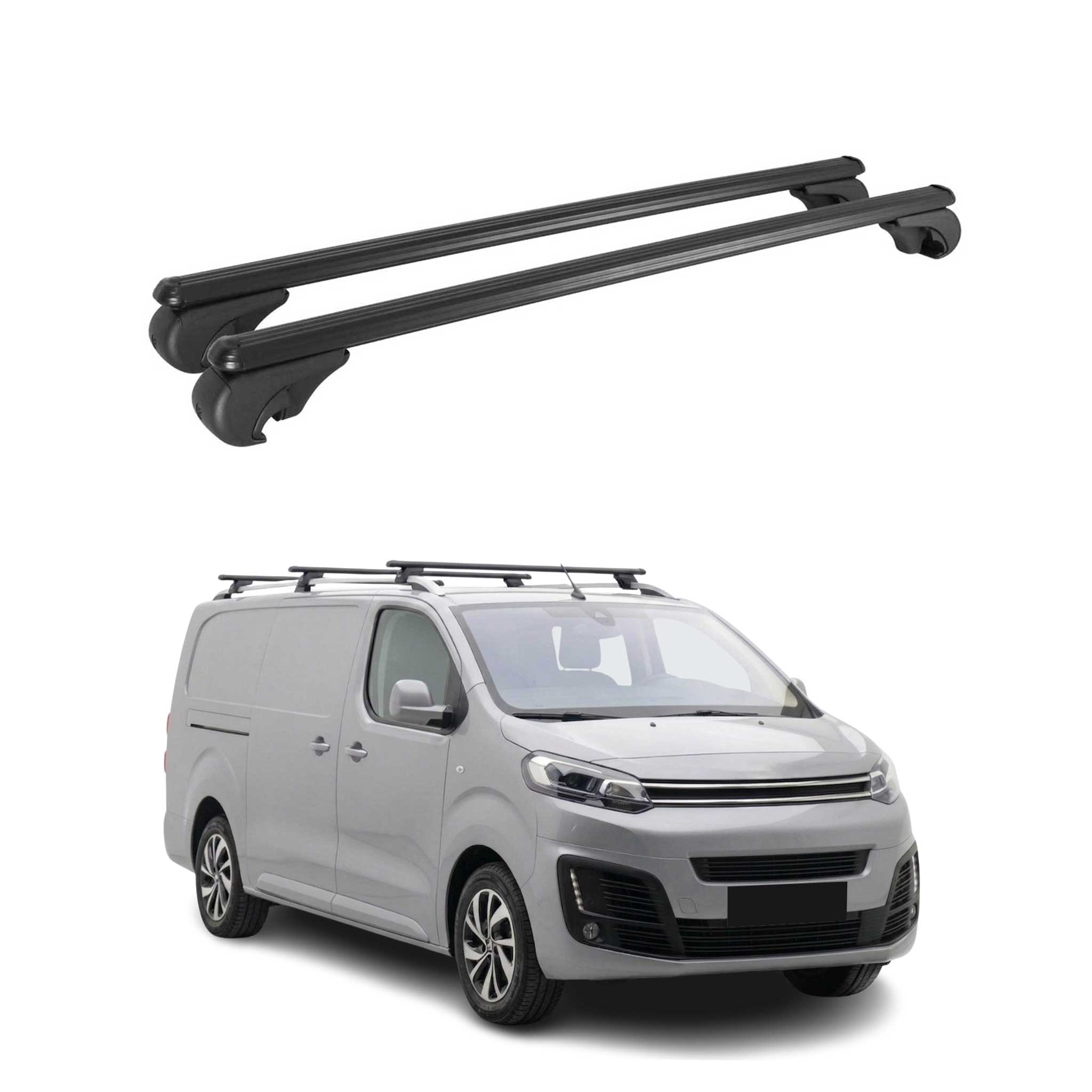 Barres de toit Transversales pour Citroen Jumpy 2016-2026 TÜV Aluminium Gris 2x
