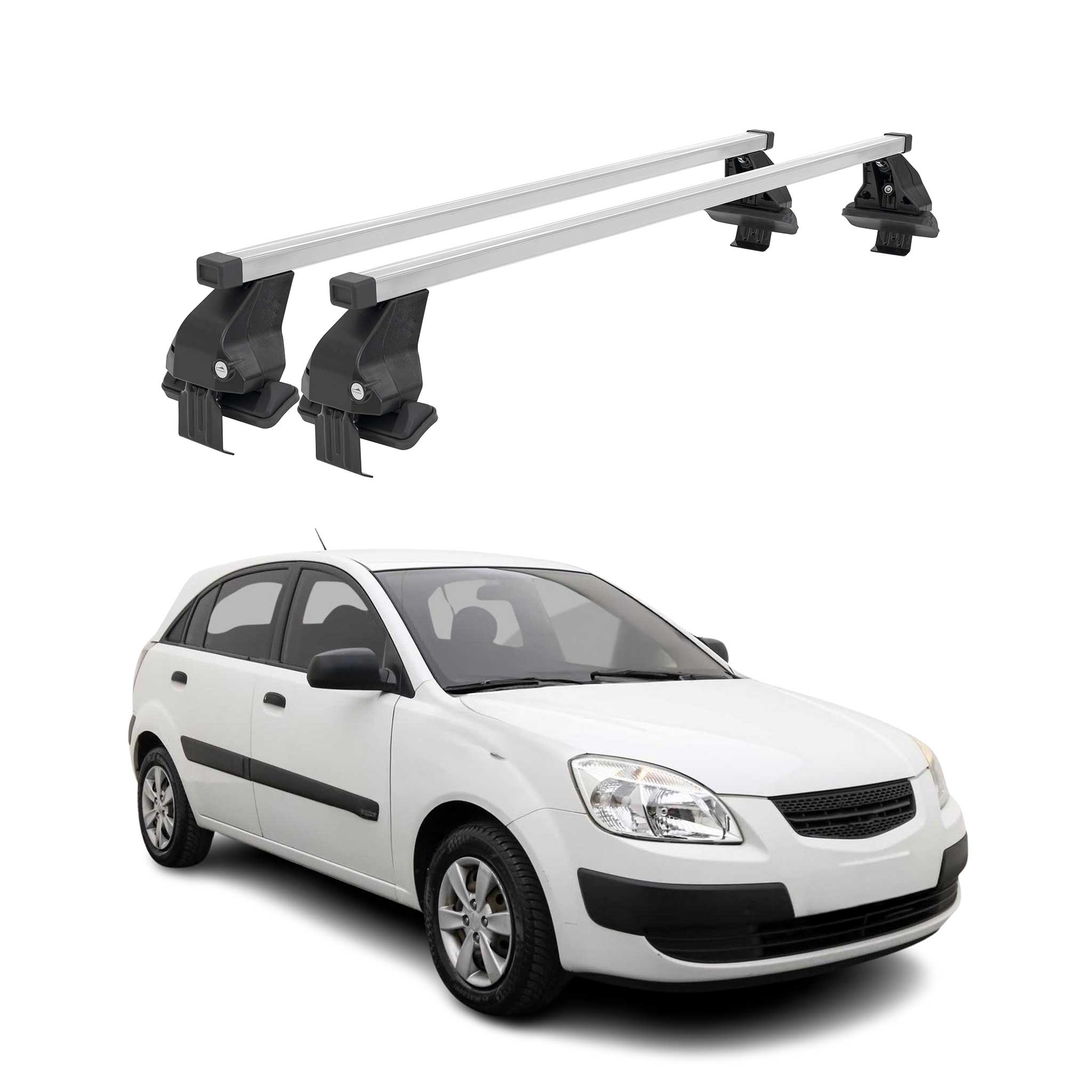 Barres de toit transversales pour Kia Rio 2005-2011 Acier Gris