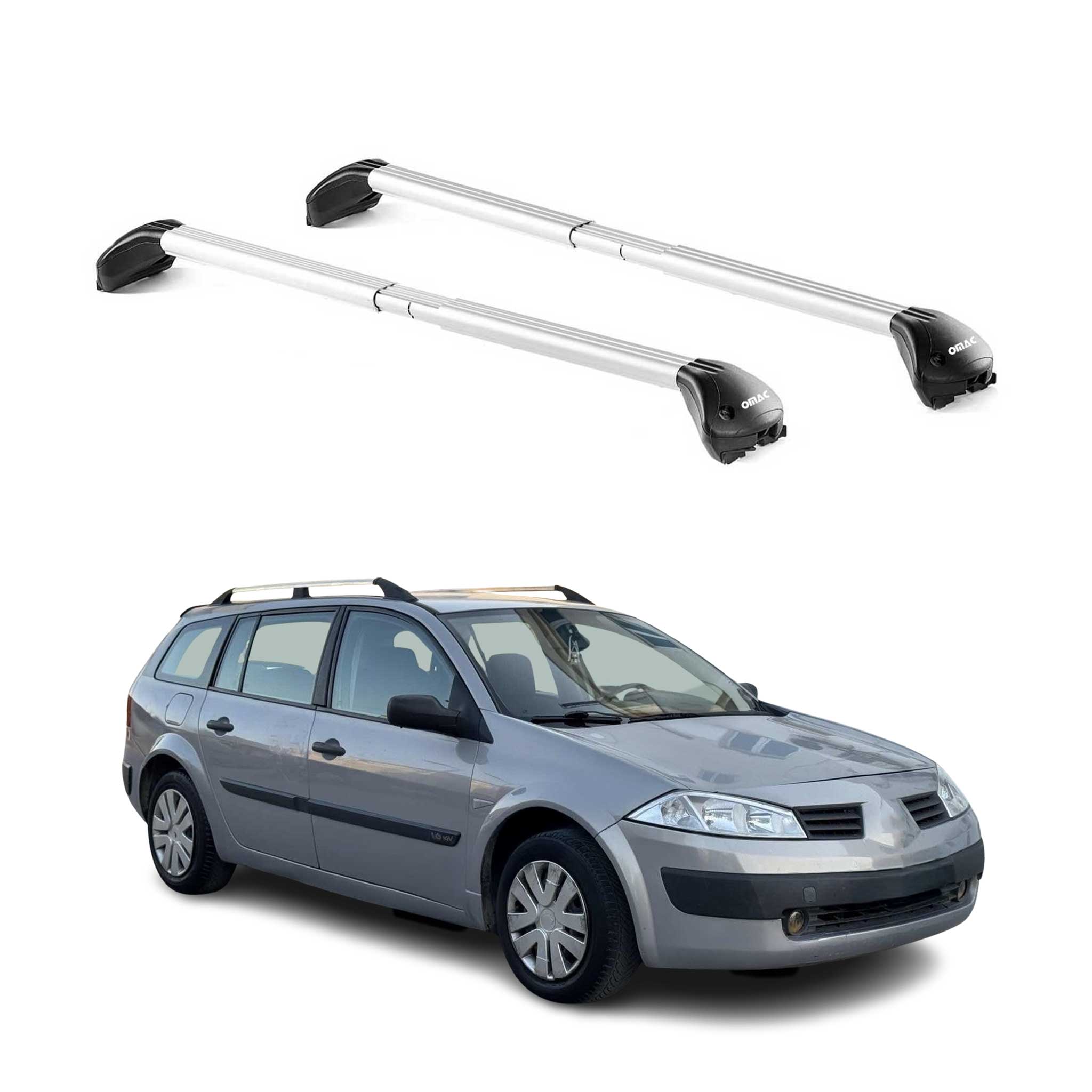 Barres de toit pour Renault Megane II III Wagon 2003-2016 5P Gris 2 pièces ABE