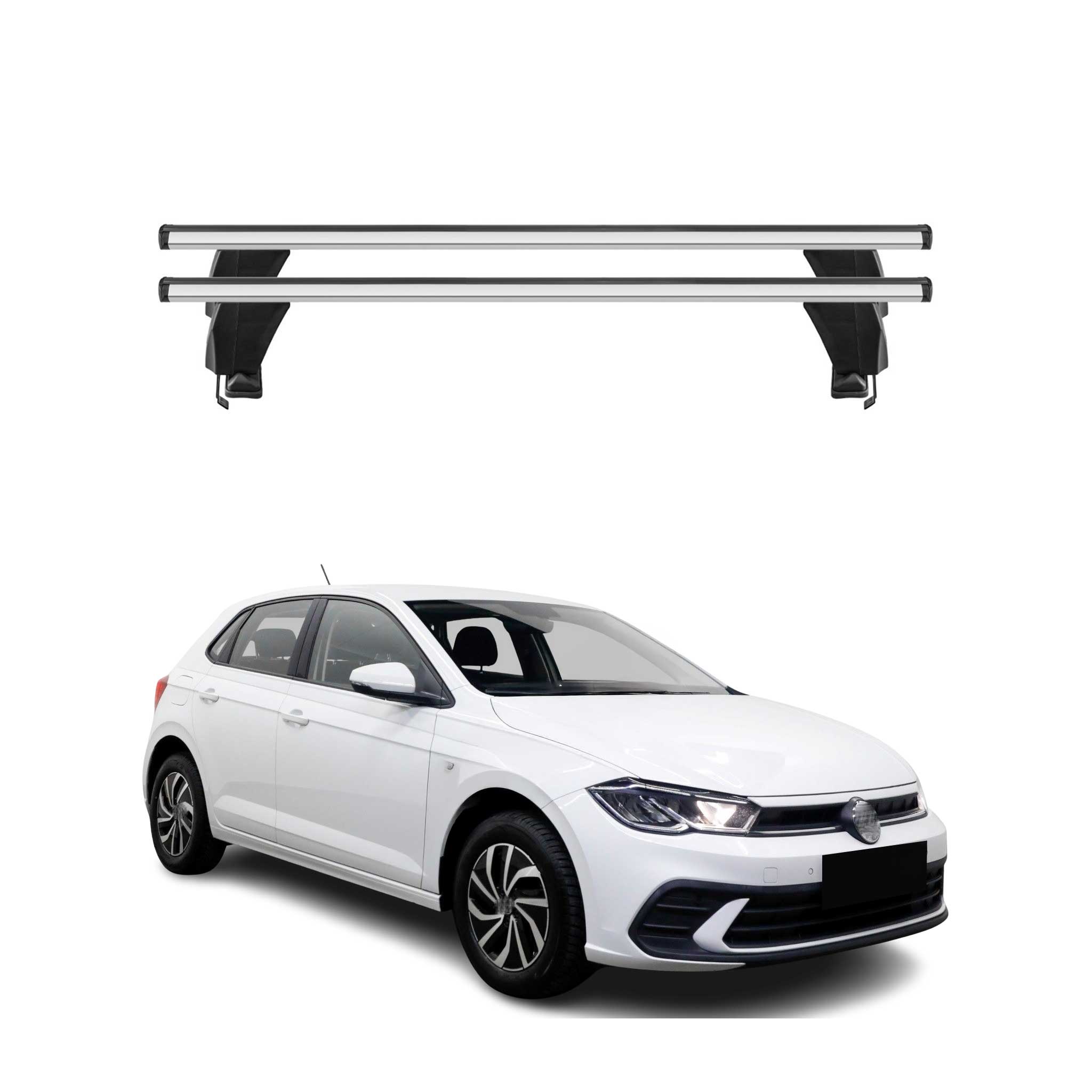 Menabo Barres de toit Transversales pour VW Polo VI 2021-2026 Alu Gris ABE 2x