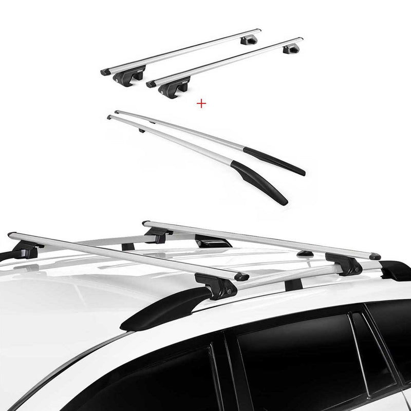 KIT Barres de toit trans+long pour Subaru XV 2012-2018 Alu Argent 4x