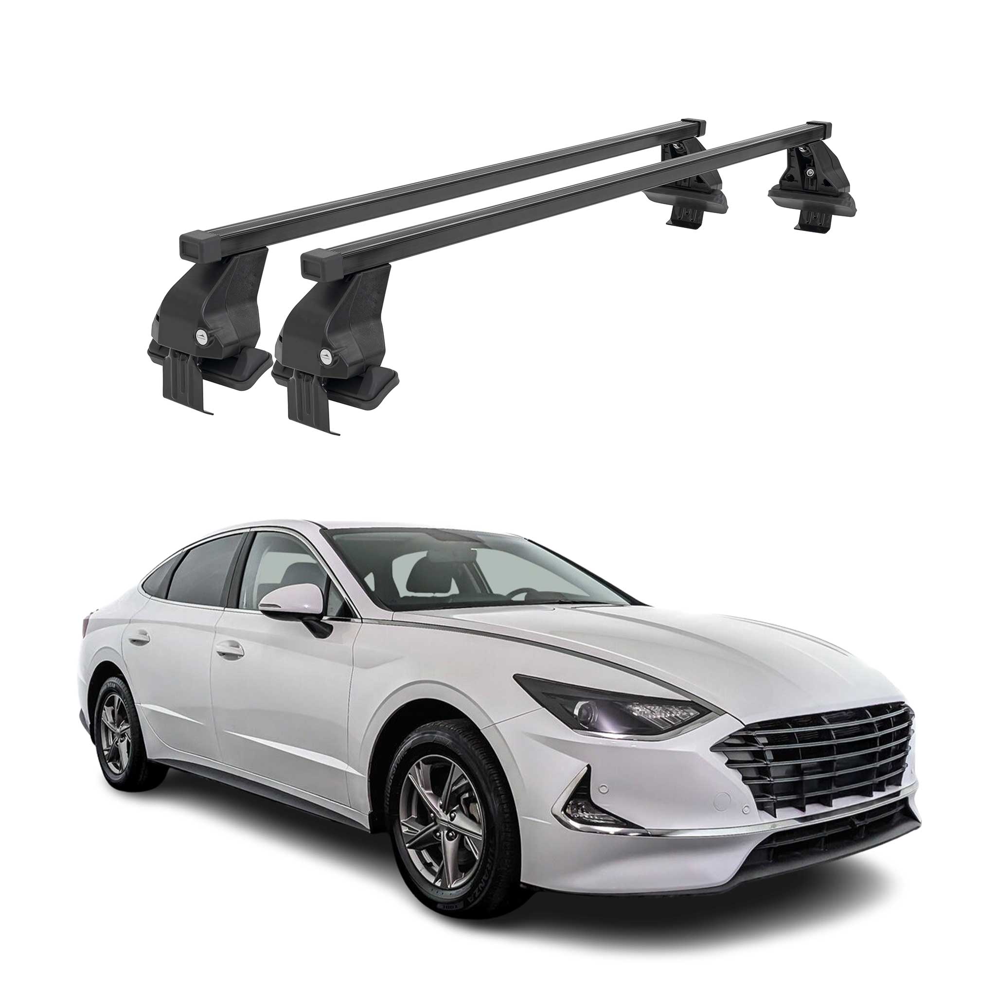 Menabo Barres de toit transversales pour Hyundai Sonata VIII 2020-26 Acier Noir