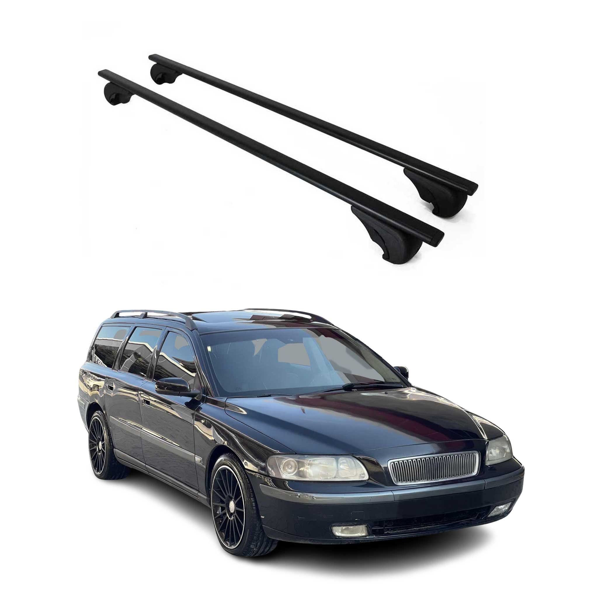 Barres de toit Transversales pour Volvo V70 XC70 2000-2007 Fer Noir