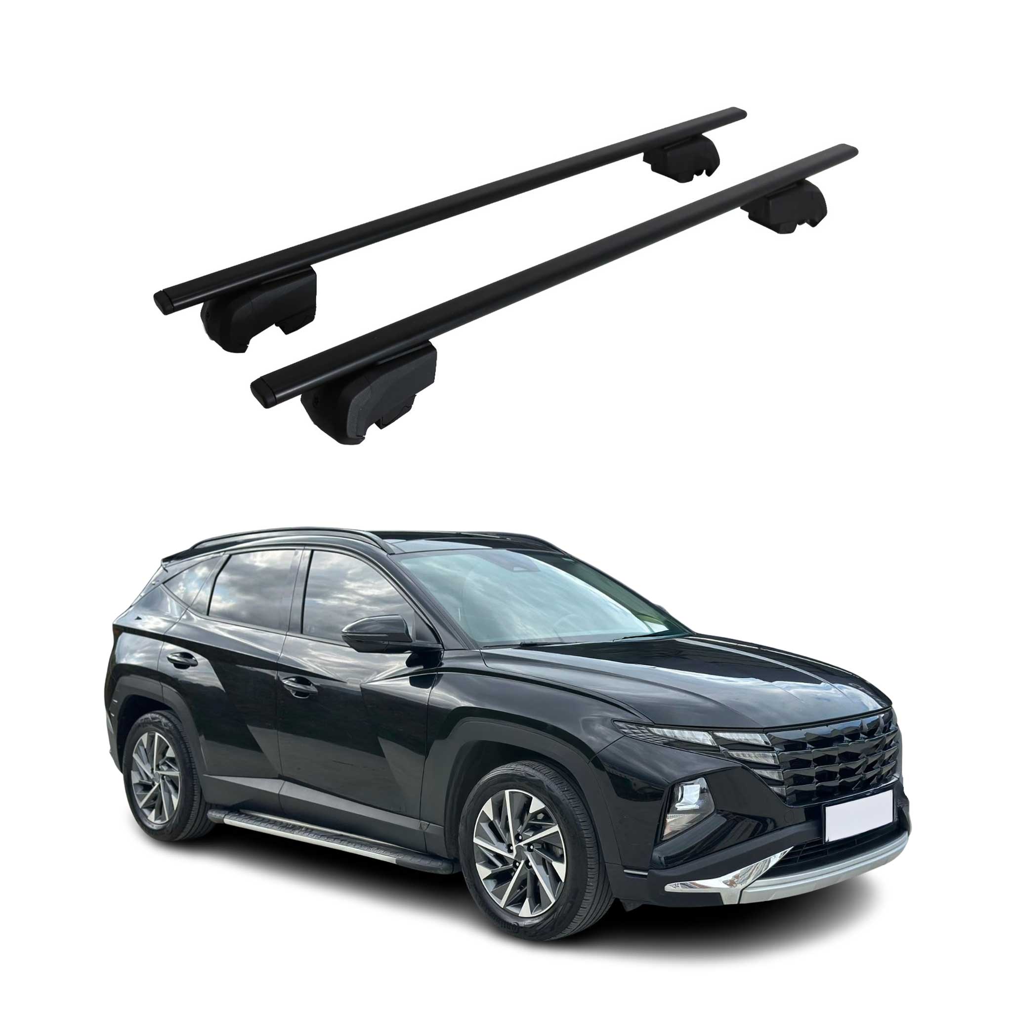 Barres de toit Transversales pour Hyundai Tucson 2022-2026 Fer Noir ABE