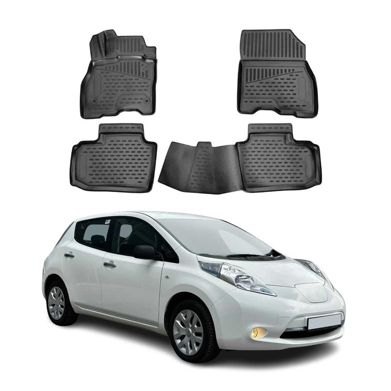 OMAC Tapis de sol pour Nissan Leaf 2011-2017  sur mesure en caoutchouc Noir