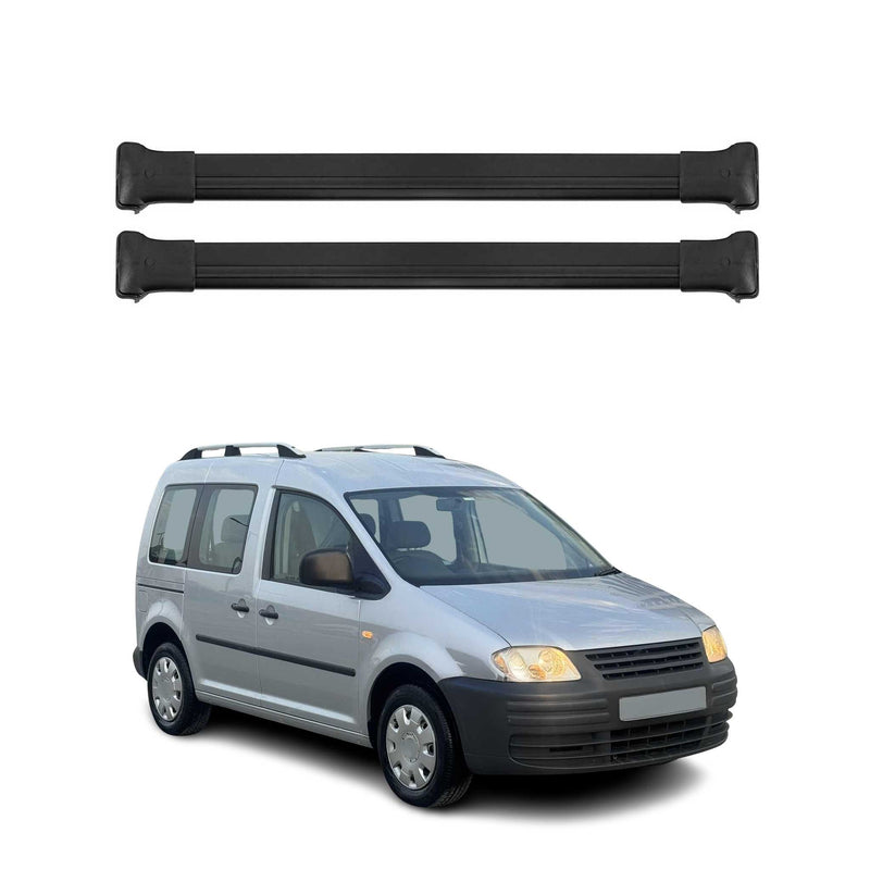 Barres de toit transversales pour VW Caddy 2003-2020 Aluminium Noir 3Pcs
