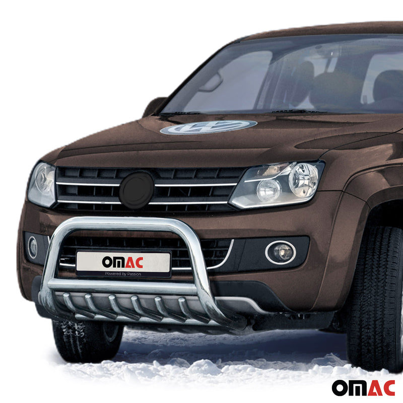 Pare-Buffle Avant Pour VW Amarok 2010-2016 en Acier Inoxy Argent