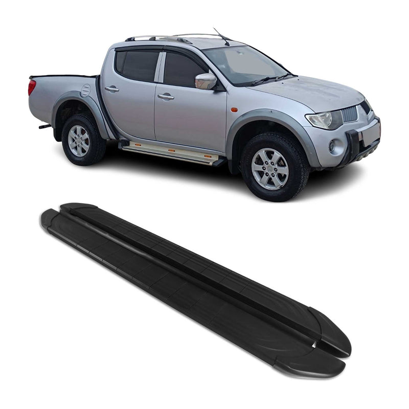 Marchepieds Latéraux pour Mitsubishi L200 DoubleCab Triton 2005-2014 Noir L2