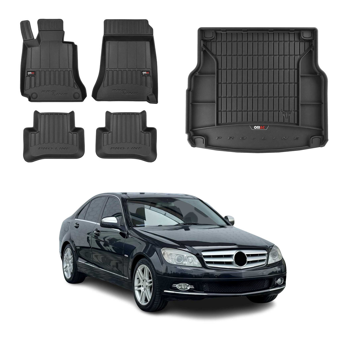 OMAC Kit Tapis de Sol et Coffre pour Mercedes Classe C S204 2007-2014