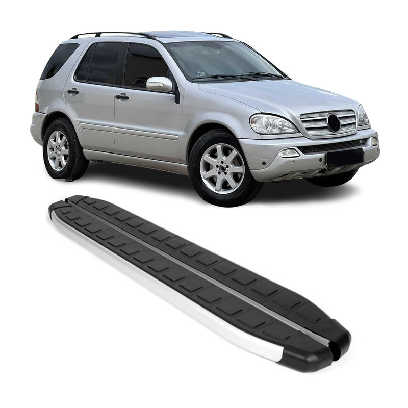 Marchepieds Latéraux pour Mercedes Classe M W163 1998-2005 Alu Noir Gris 2Pcs