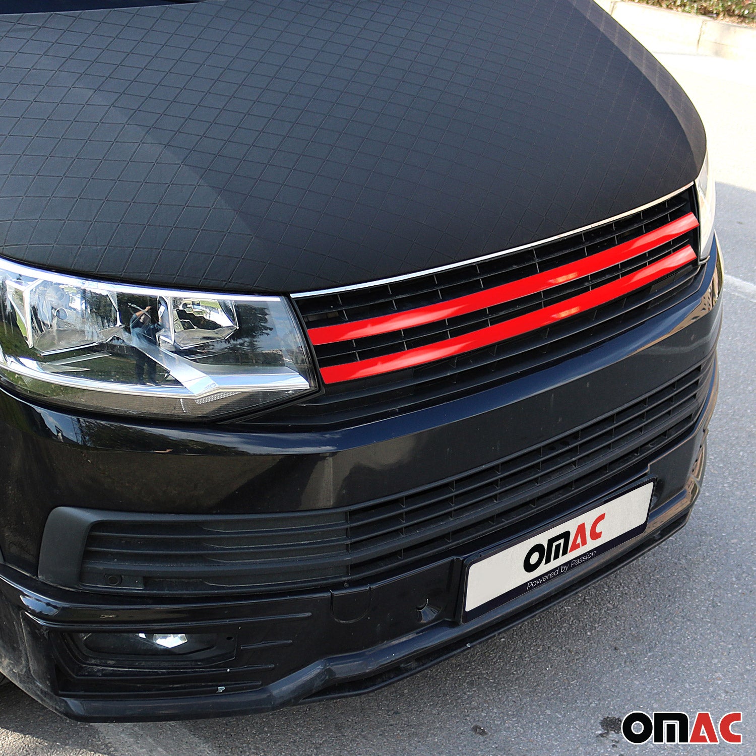 Moulure Grille de Calandre pour VW T6 Transporter 2015-2019 rouge Acier 2Pcs