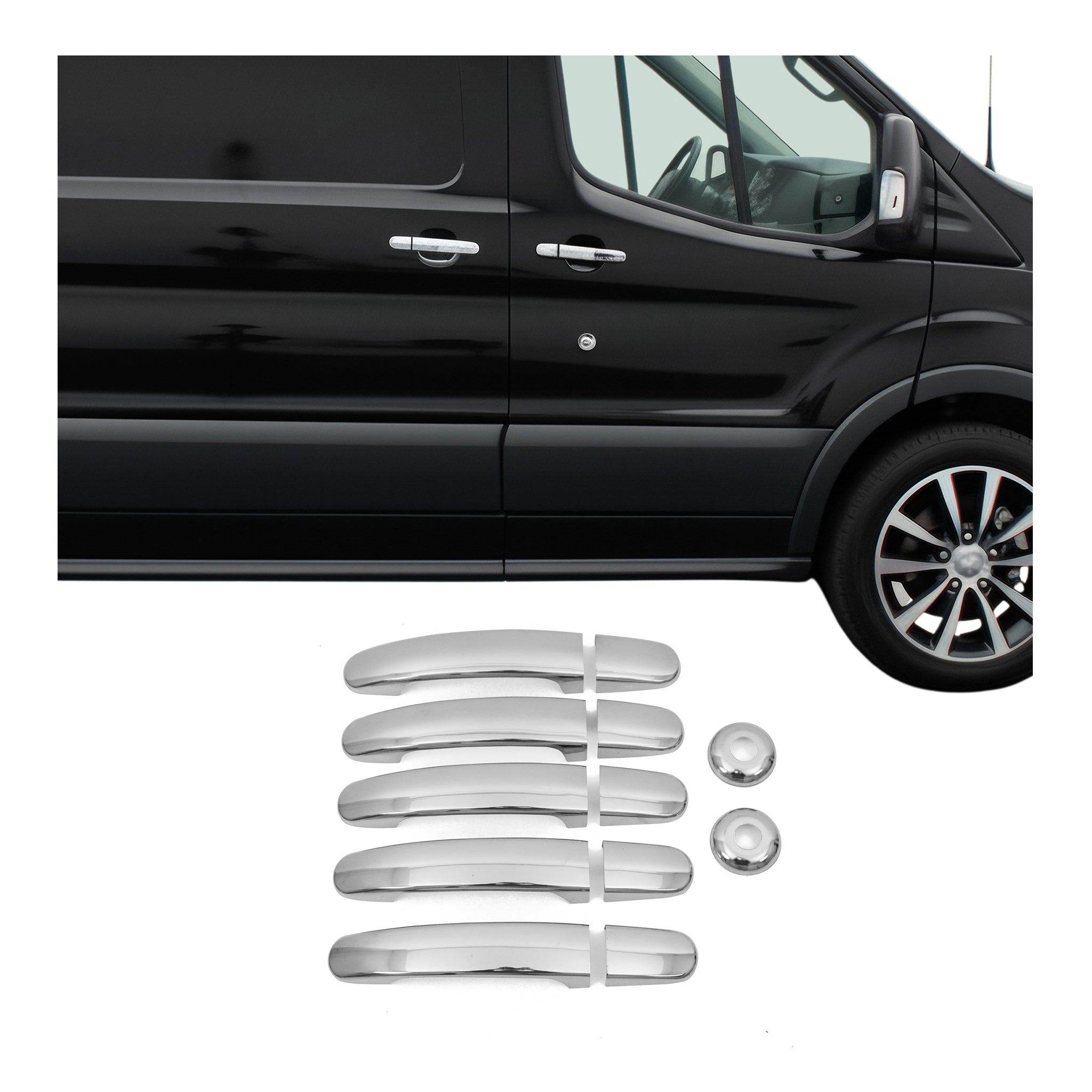 Couverture de poignée de porte pour Ford Transit 2015-2026 en Acier Inox 12Pcs