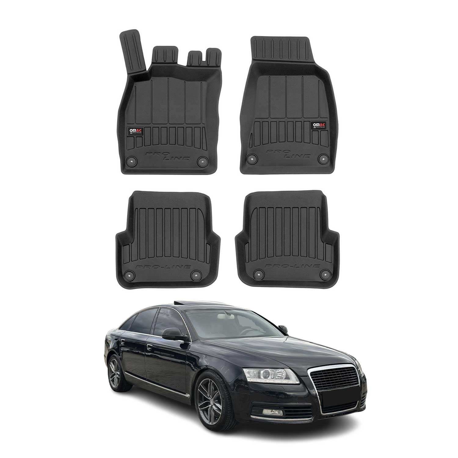 OMAC Tapis de sol caoutchouc pour Audi A6 Berline Break Allroad 08-11 Premium