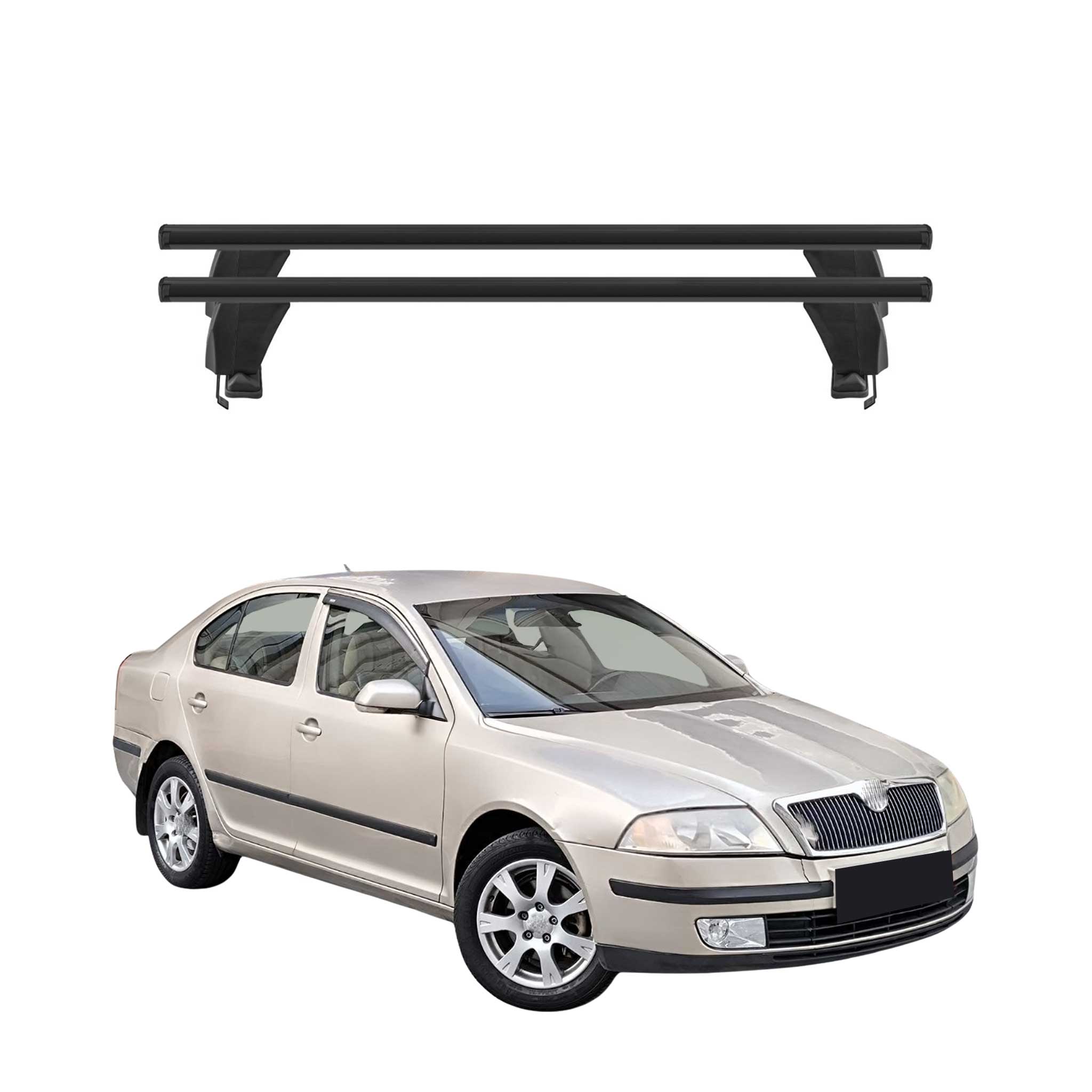 Menabo Barres de toit Transversales pour Skoda Octavia II 2004-2008 Noir 2x ABE