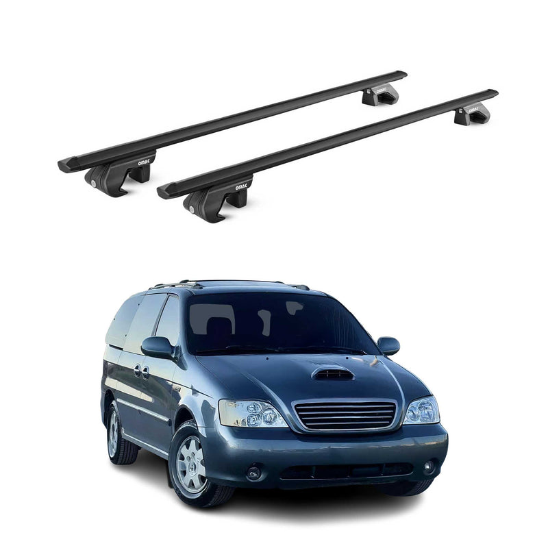 Barres de toit transversales pour Kia Carnival UP-GQ 1998-2006 Alu Noir 2x ABE