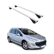Barres de toit Transversales pour Peugeot 308 Break 2008-2014 Fer Argent