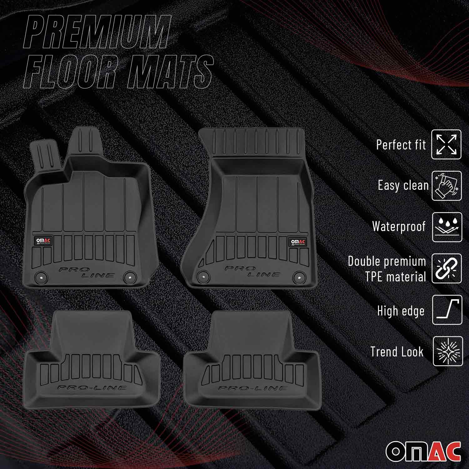 OMAC Tapis de sol caoutchouc pour Audi Q5 8RB 2008-2017 Noir Premium 4 Pcs