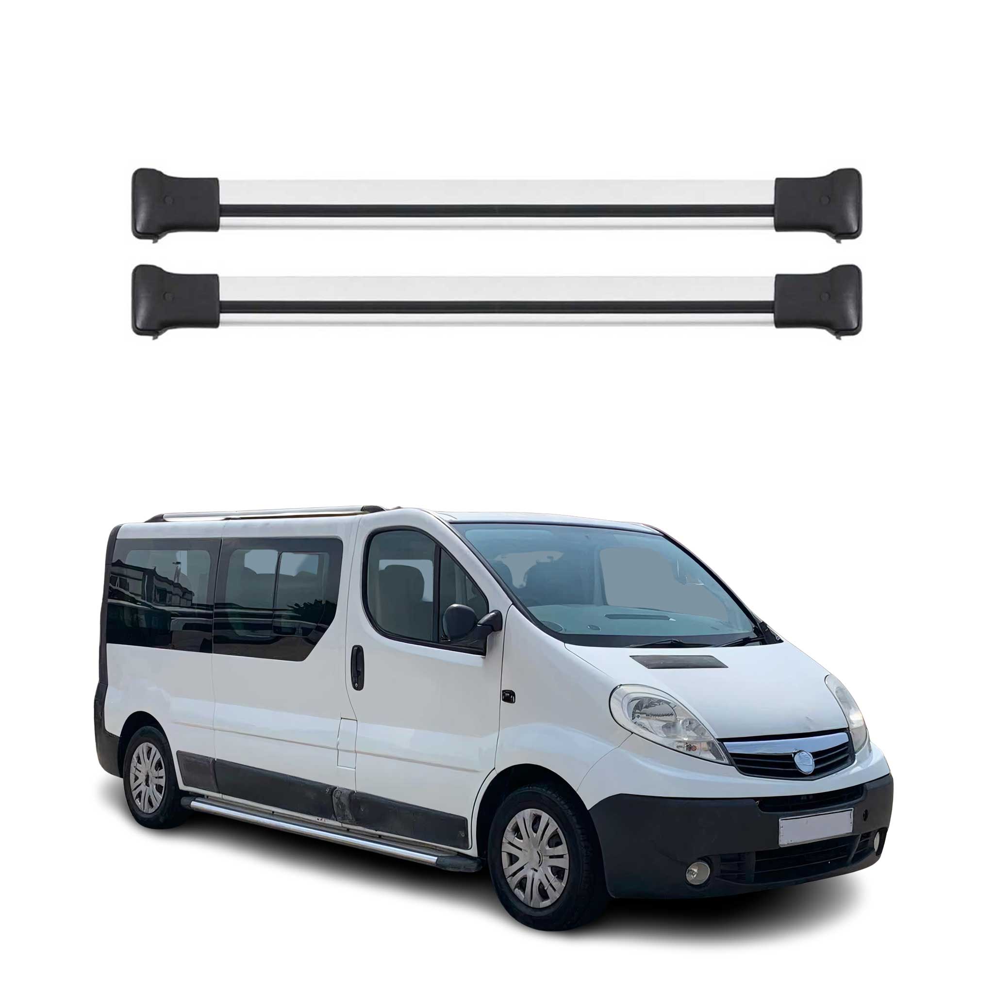 Barres de toit transversales pour Opel Vivaro 2001-2014 Aluminium Gris