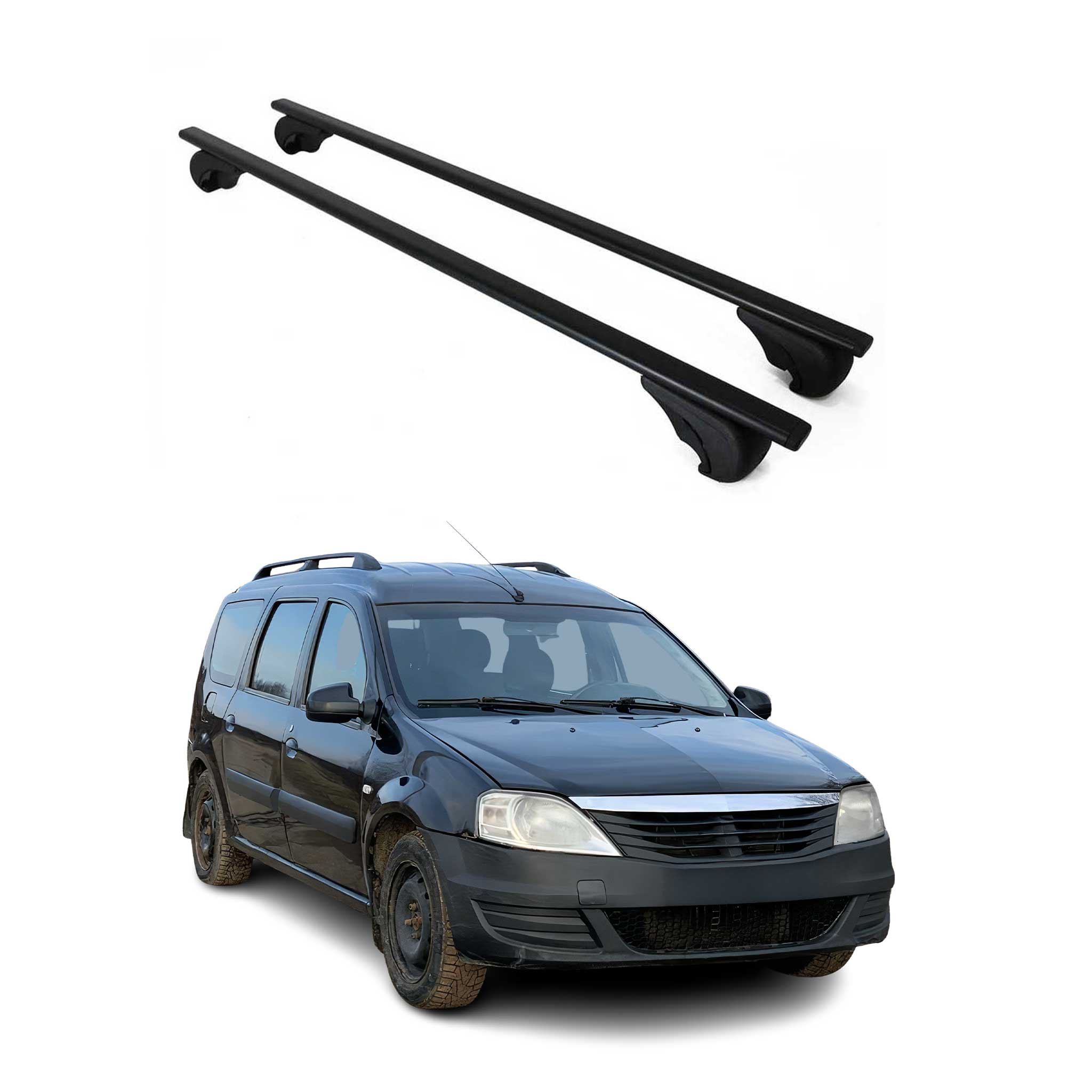 Barres de toit Transversales pour Dacia Logan MCV 2007-2012 Fer Noir
