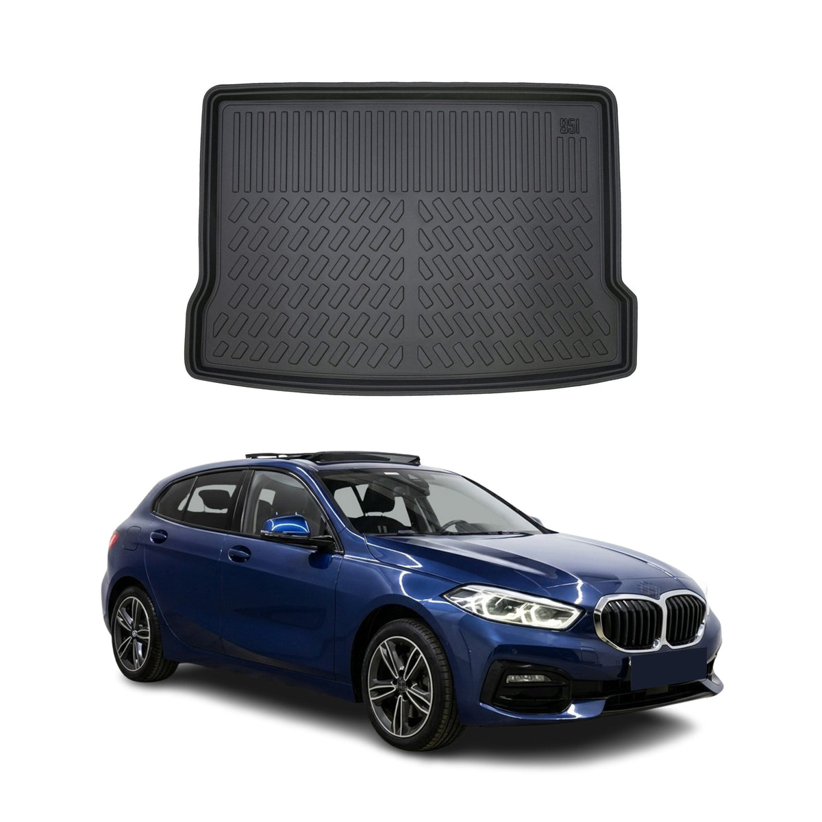 Tapis de coffre pour BMW 1 Série F40 / F70 2020-2027 Noir 3D en Caoutchouc TPE