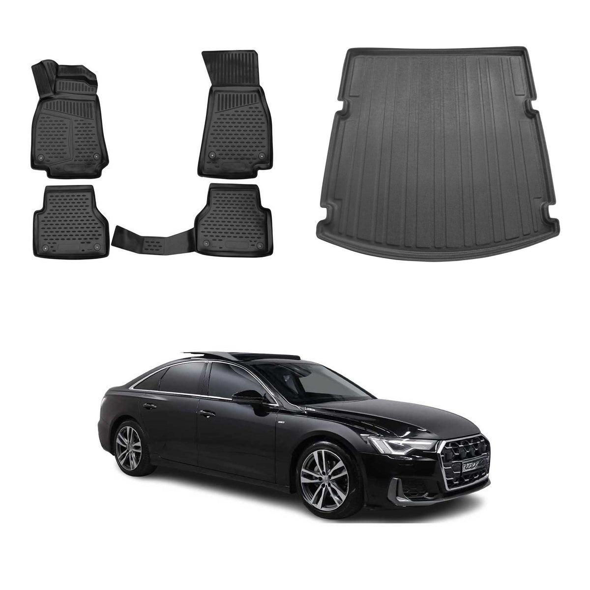 OMAC Kit Tapis de Sol et Coffre pour Audi A6 S6 C8 Berline 2018-2025