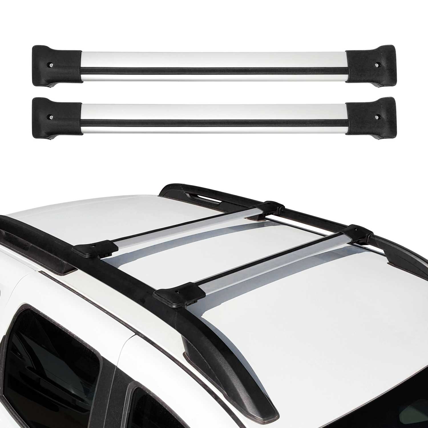 Barres de Toit Transversales pour Dacia Duster 2018-2023 Aluminium Gris