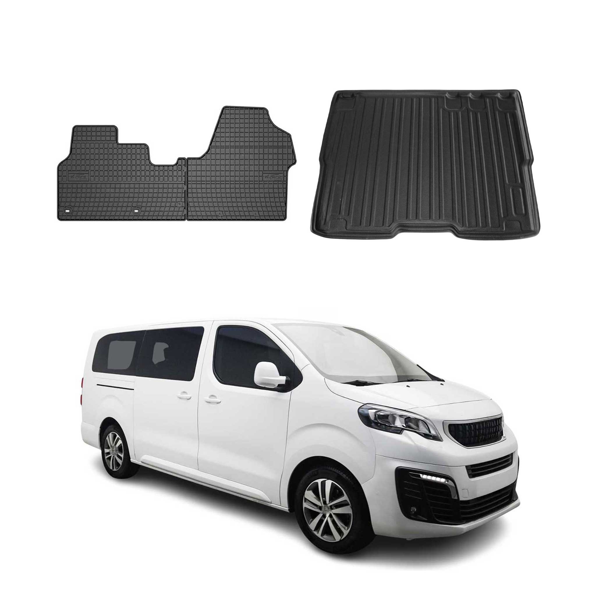 Kit Tapis de sol et coffre pour Peugeot Expert Traveller 2016-2026 Noir TPE