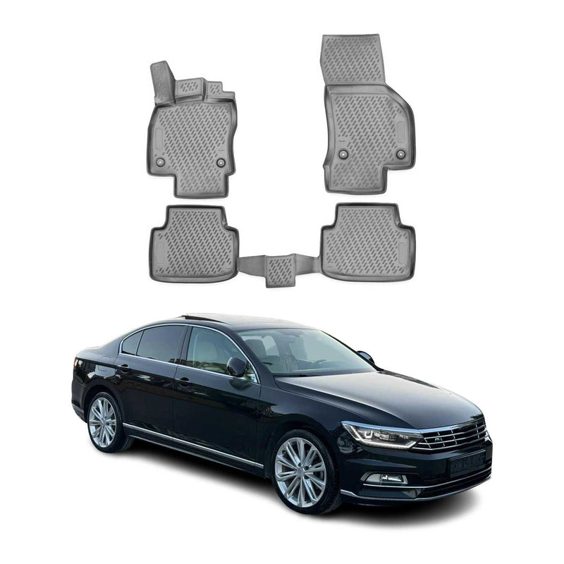 Tapis de sol pour VW Passat B8 2014-2025 en caoutchouc TPE 3D Gris 4Pcs