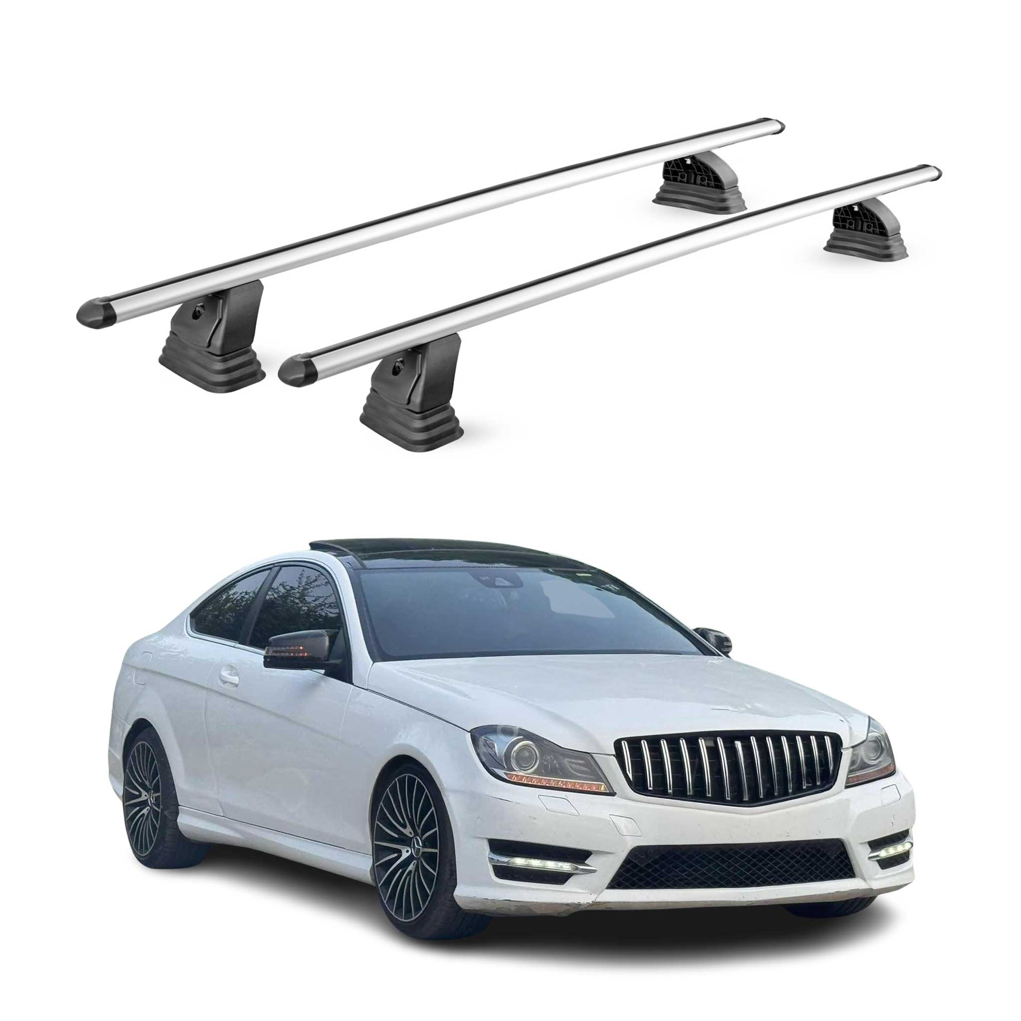 Barres de toit transversales Alu pour Mercedes Classe C Coupè C204 2011-2015