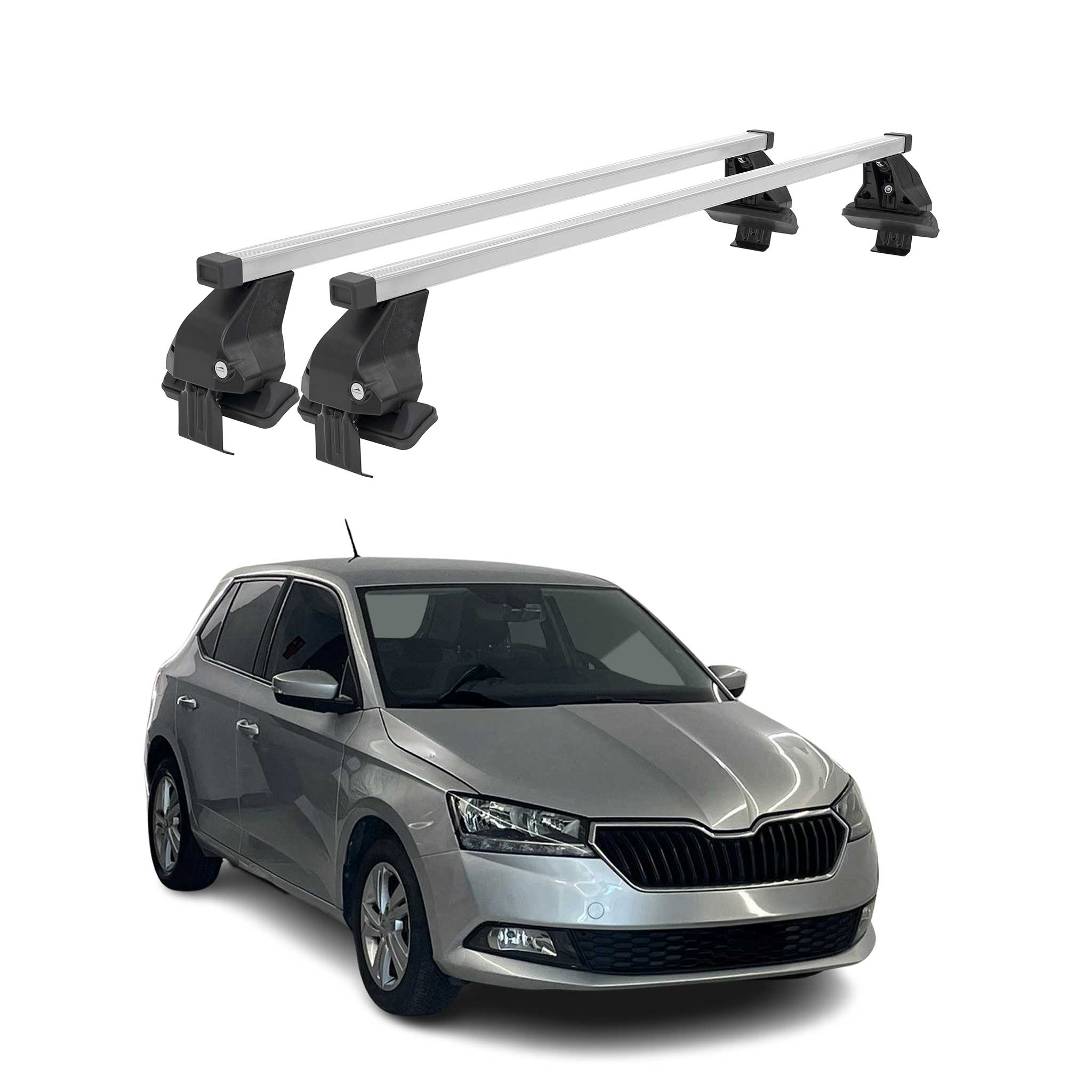 Barres de toit transversales pour Skoda Fabia III 2015-2020 Acier Gris