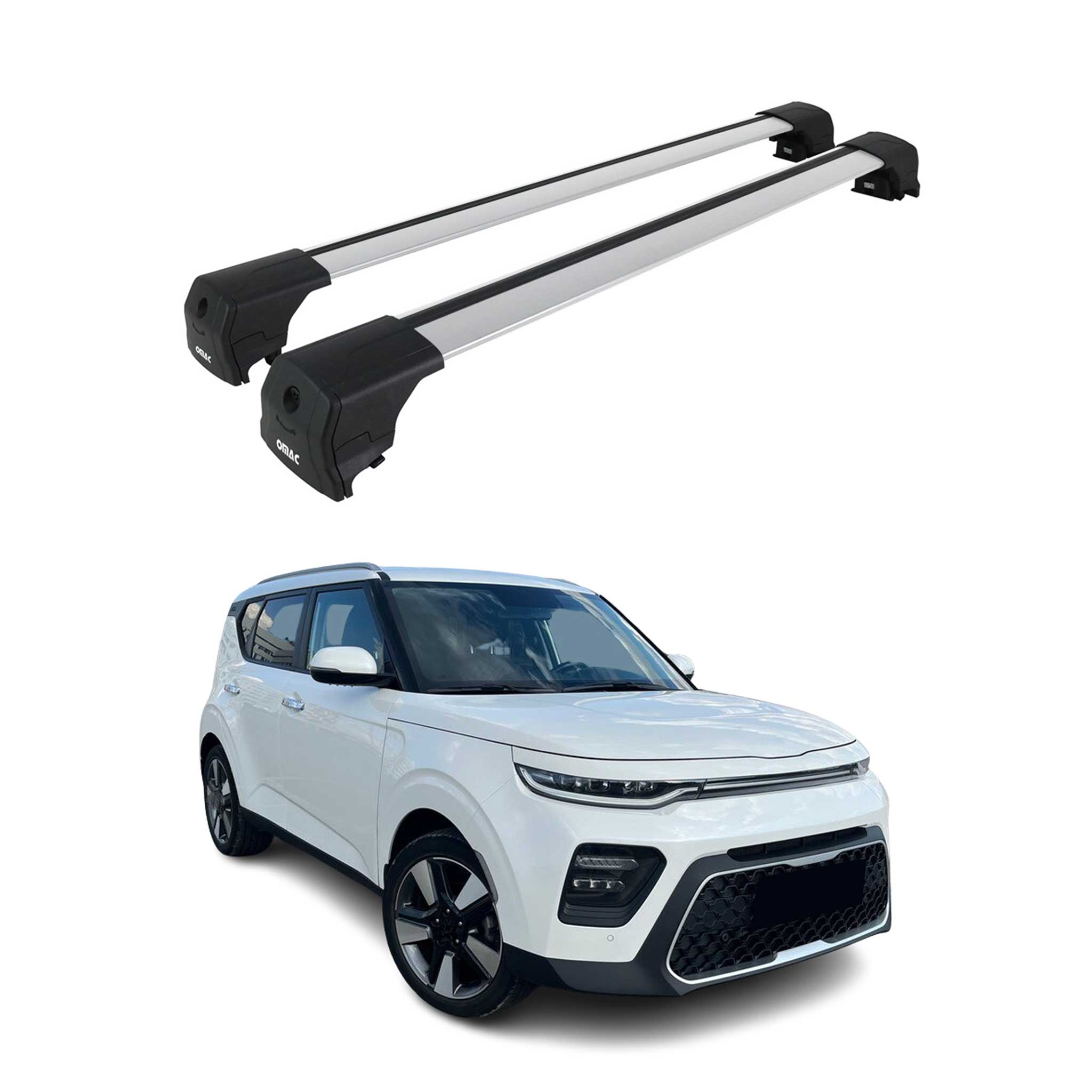 Barres De Toit Transversales pour Kia Soul X-Line 2019-2025 Alu Gris ABE