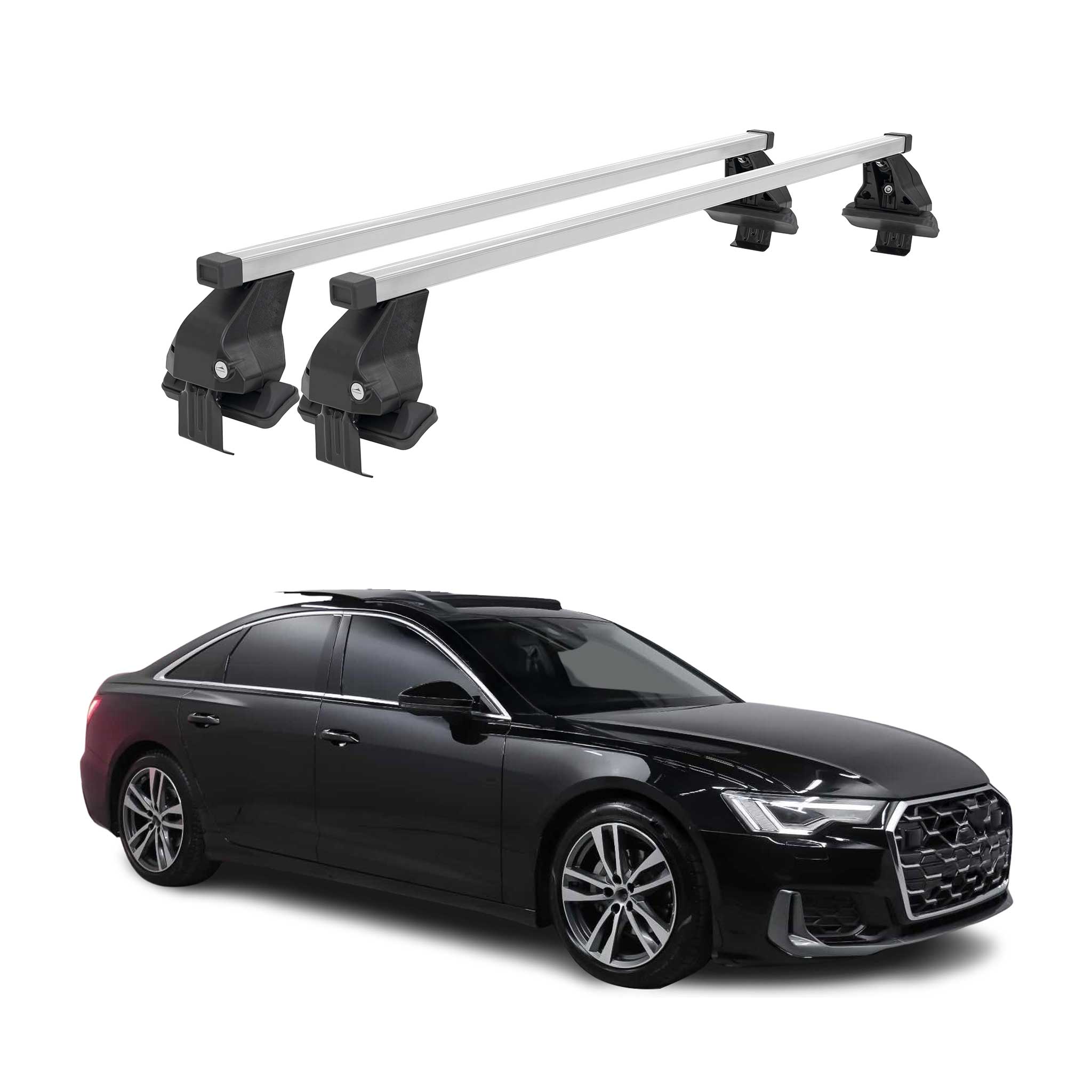 Barres de toit transversales Menabo pour Audi A6 S6 C8 Berline 2018-2025 Gris