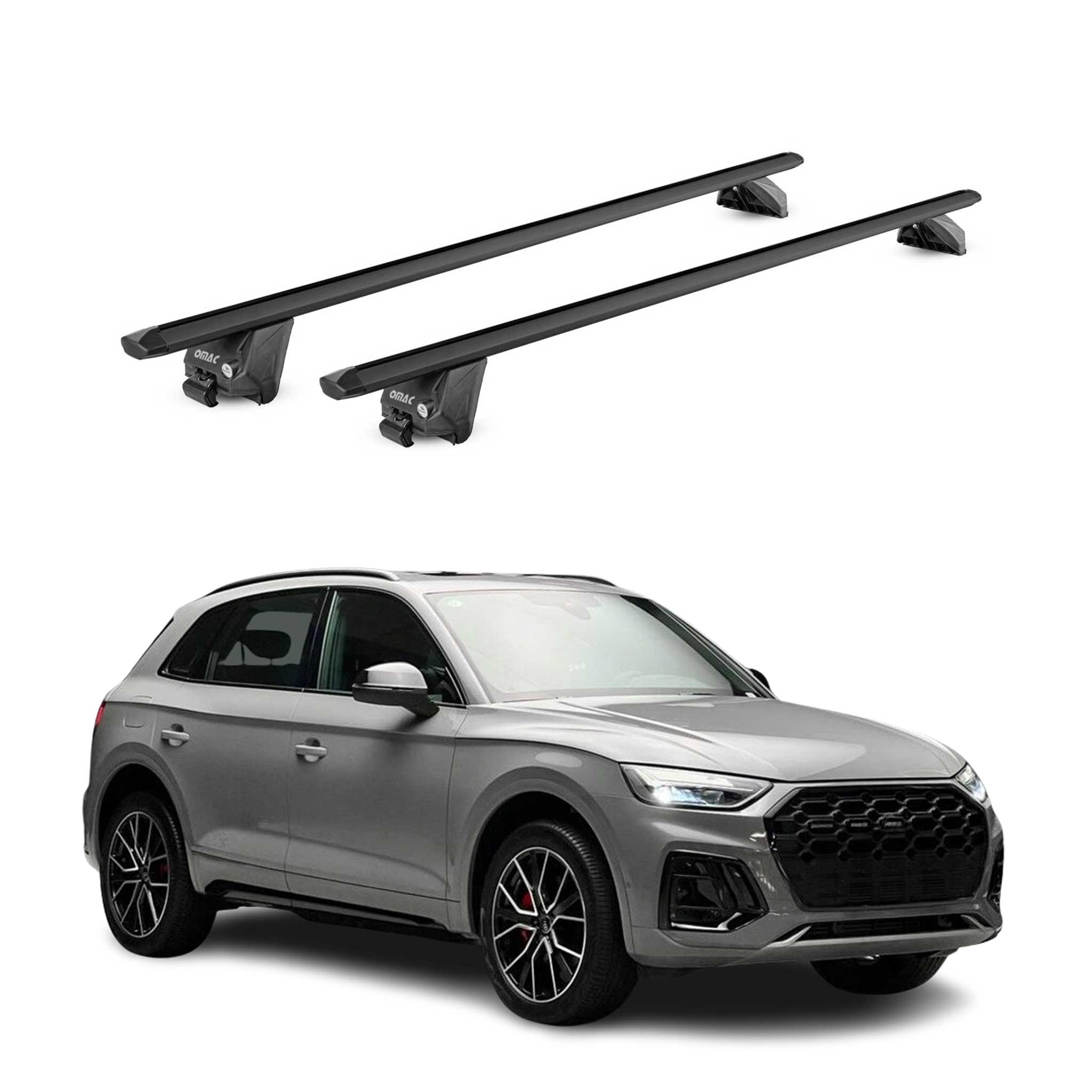Barres de toit transversales pour Audi Q5 mk3 2025-2026 Alu Noir 2 pièces ABE