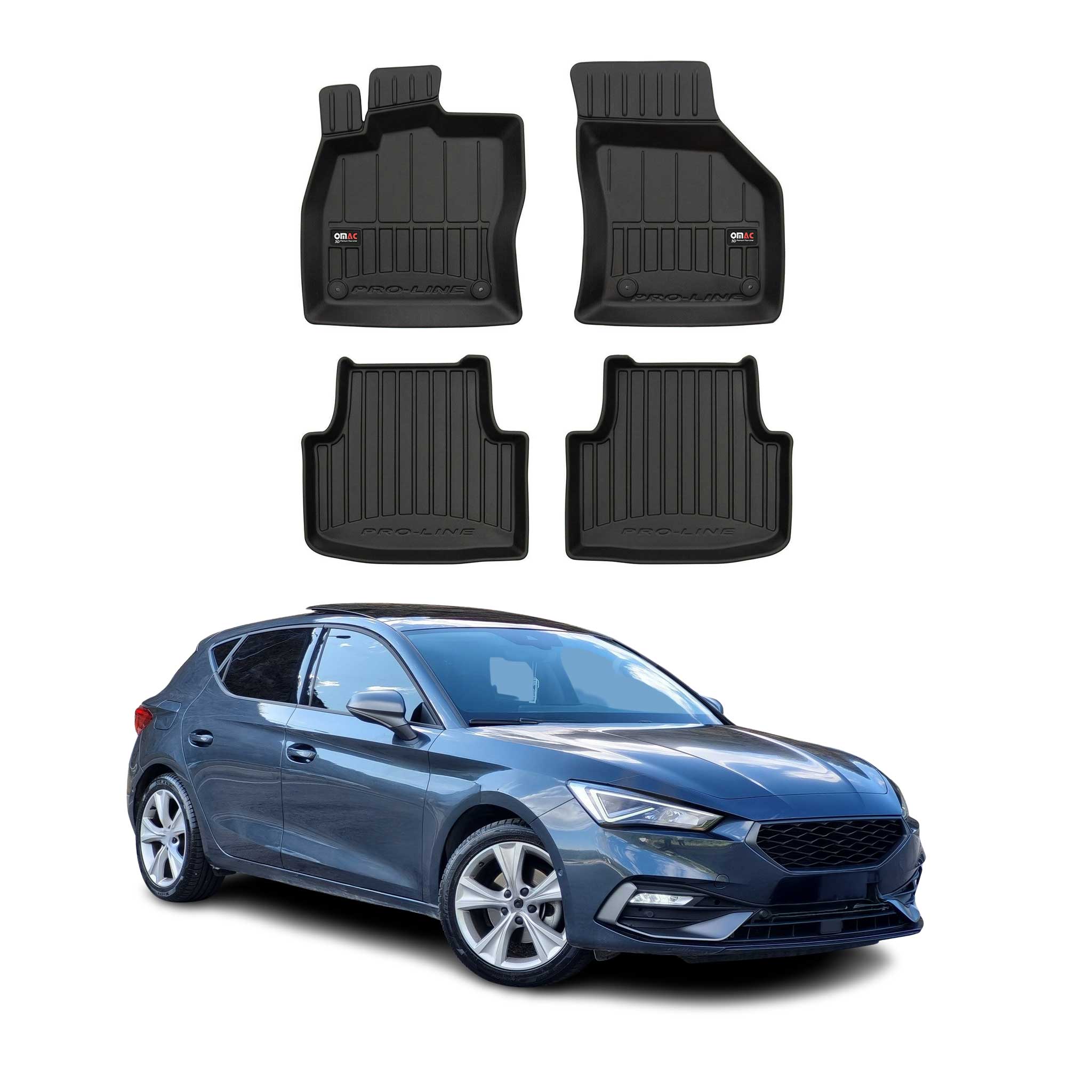Tapis de Sol pour Seat Leon 2020-2026 Caoutchouc TPE Noir
