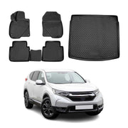 Kit Tapis de sol et coffre pour Honda CR-V 2017-2023 en Caoutchouc TPE Noir