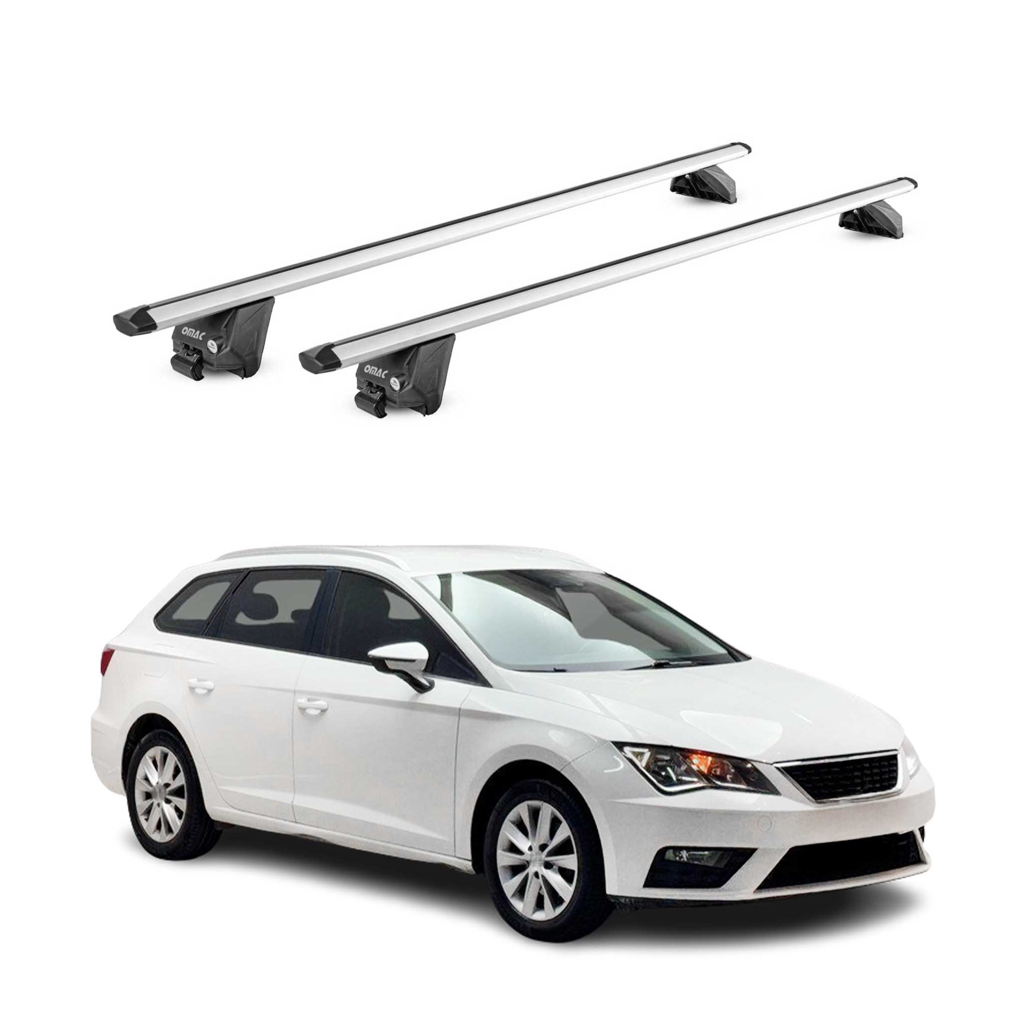 Barres de toit transversales pour Seat Leon SW 2014-2026 Alu Gris Argenté 2x ABE