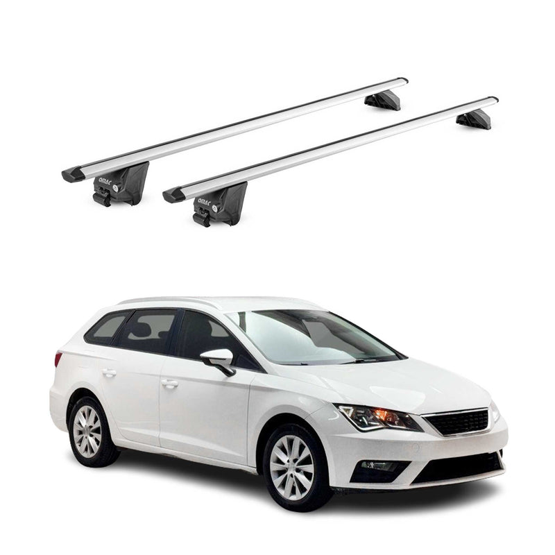 Barres de toit transversales pour Seat Leon SW 2014-2025 Alu Gris Argenté 2x ABE