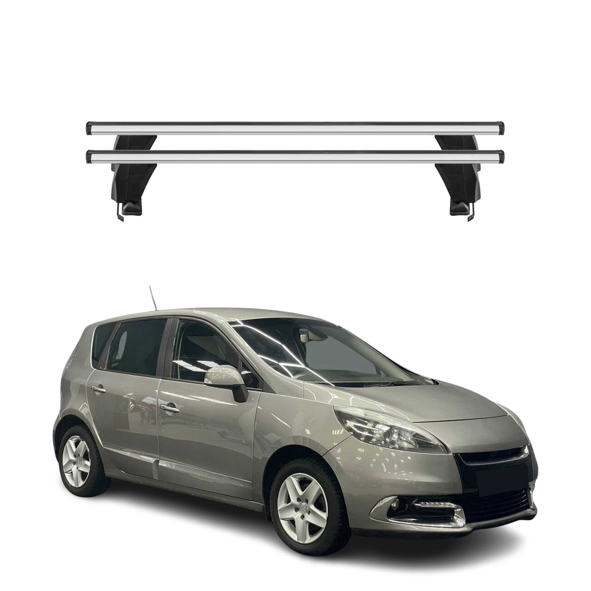 Menabo Barres de toit Transversales pour Renault Scenic III 2013-2016 Alu Gris