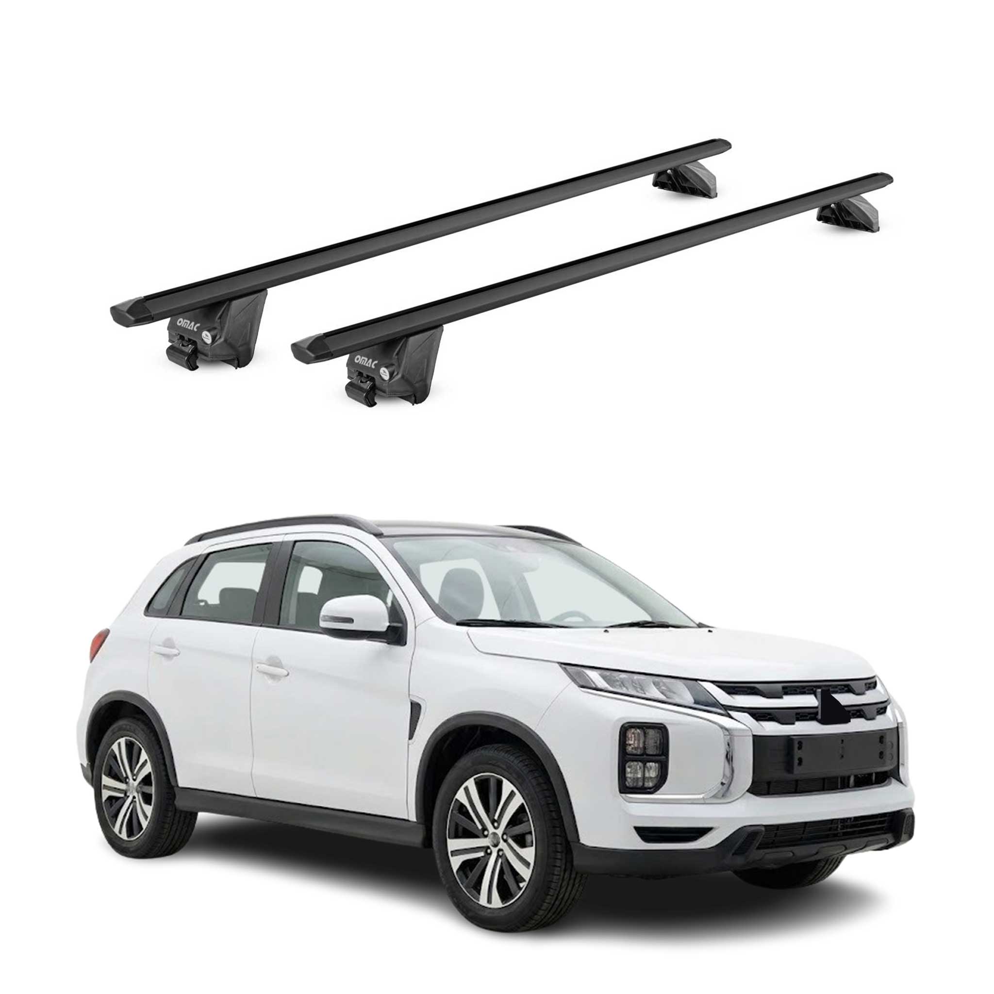 Barres de toit transversales pour Mitsubishi ASX mk2 2023-2026 Noir 2 pièces ABE