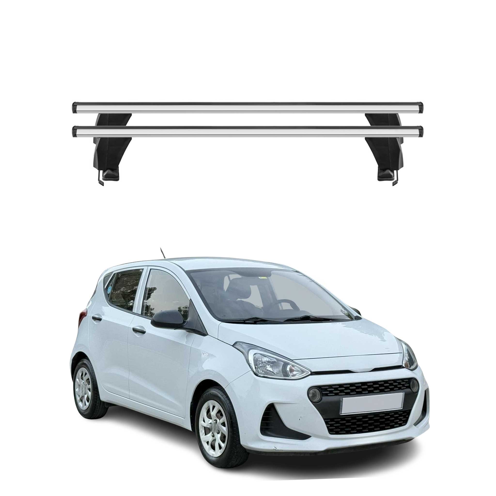 Menabo Barres de toit Transversales pour Hyundai i10 2017-2019 Gris ABE 2x